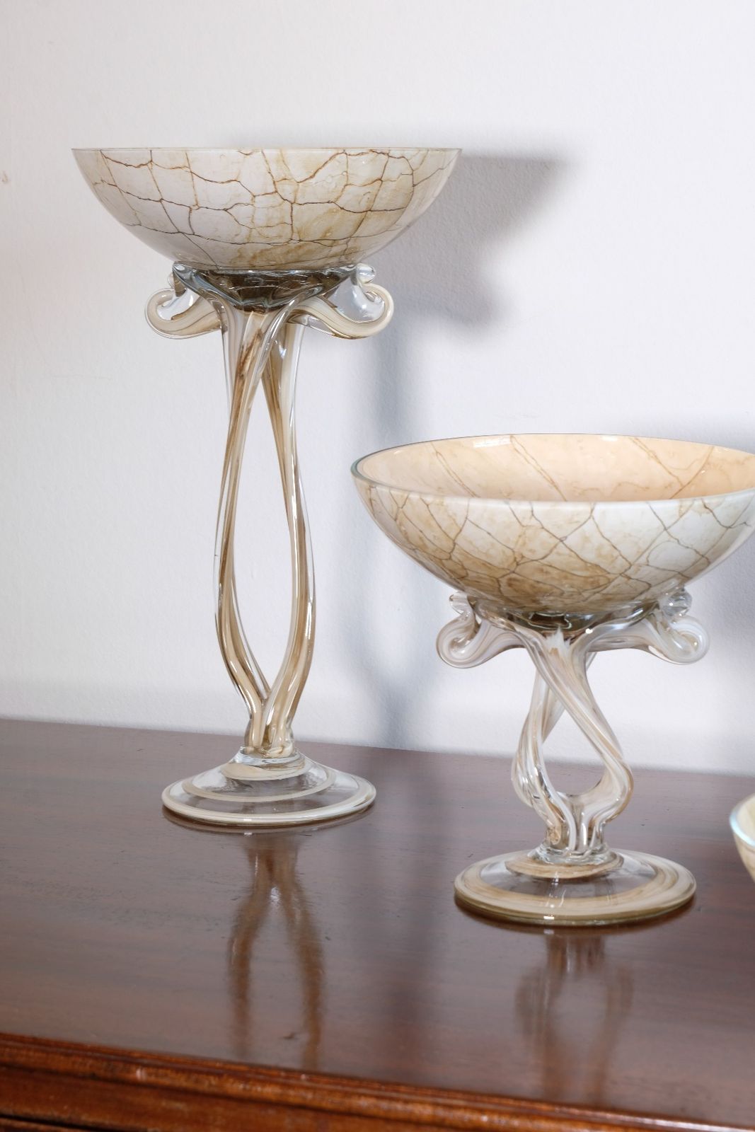 Murano Glass Tazza In A Caramel Swirl   Set Of Three photo furniture