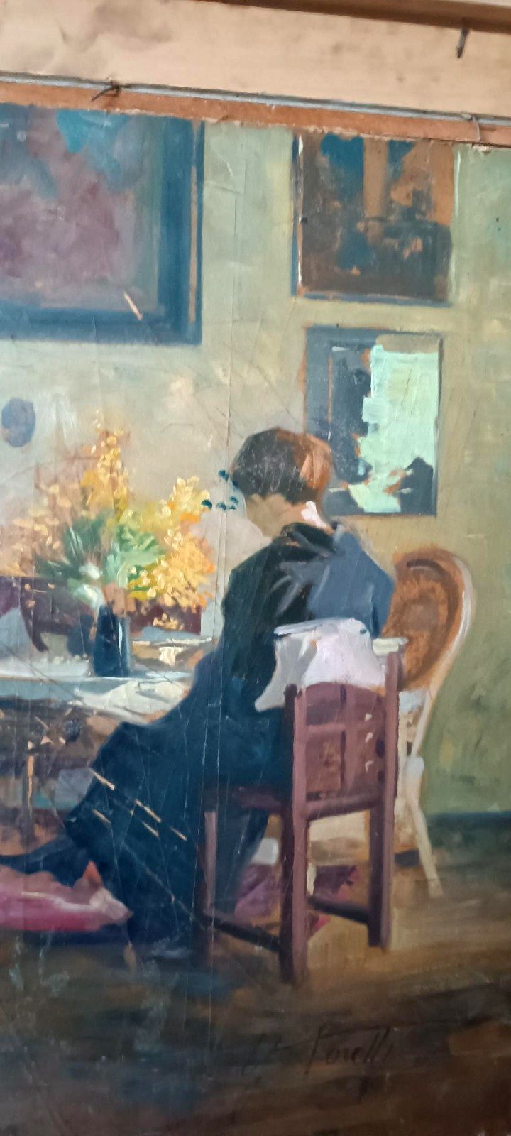Art Oil On Canvas Portrait 1920s Painted On The Back Giuseppe Torelli (1881  1959) photo
