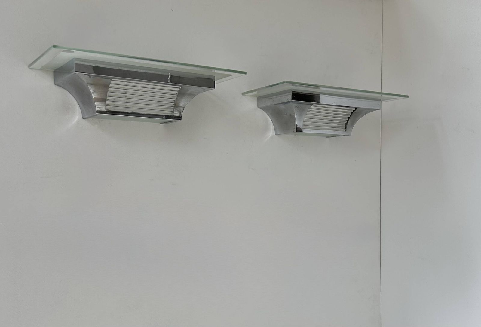 Pair Of Modernist Henri Petitot Wall Lights, Chrome Plated Brass, France, 1930 photo furniture