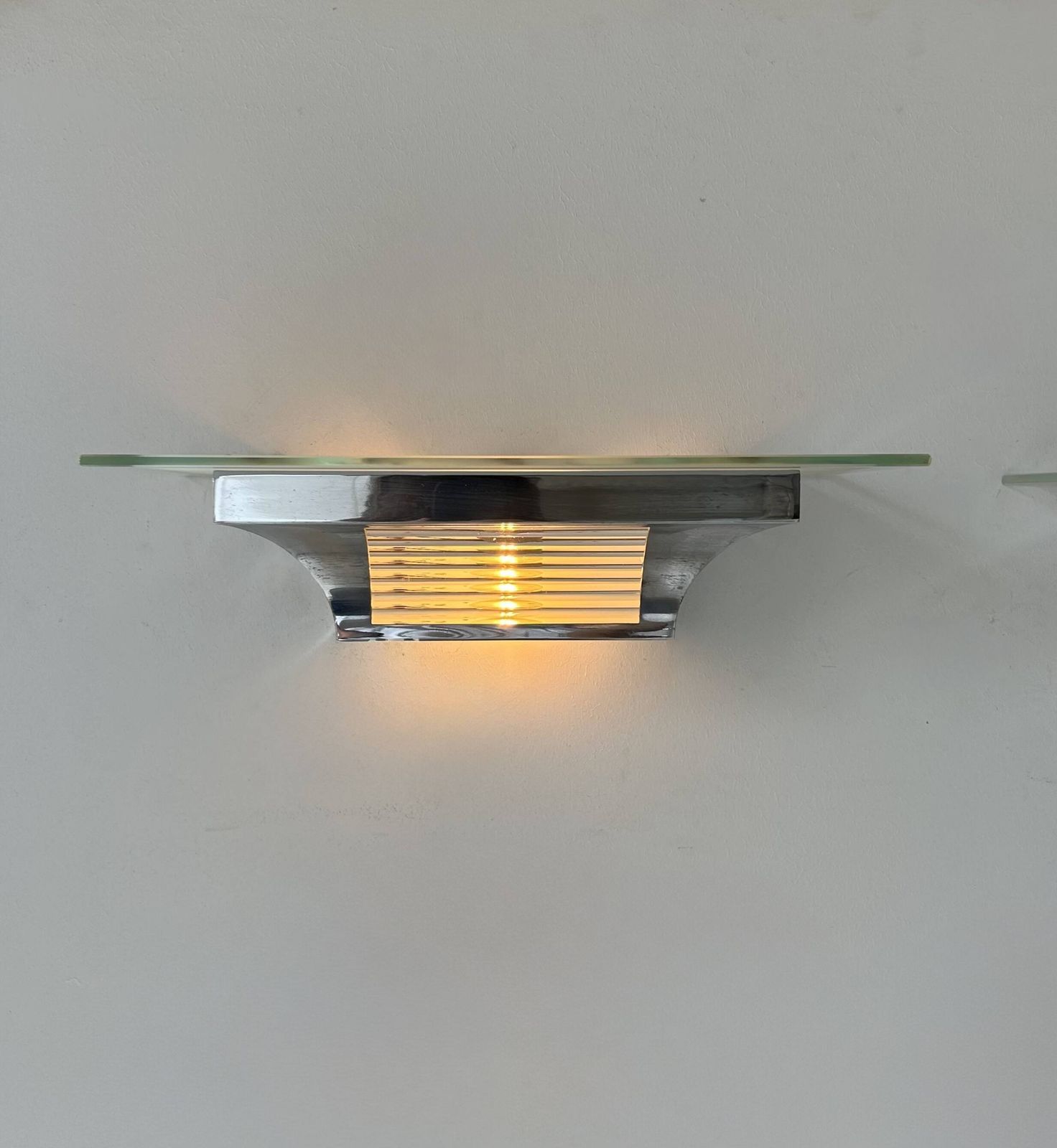 Pair Of Modernist Henri Petitot Wall Lights, Chrome Plated Brass, France, 1930 photo Lighting