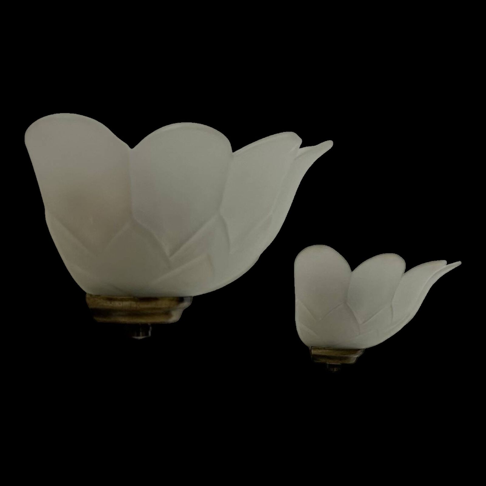 Pair Of Vintage Brass And Sandblasted Glass Wall Lights, France, 1970 photo furniture