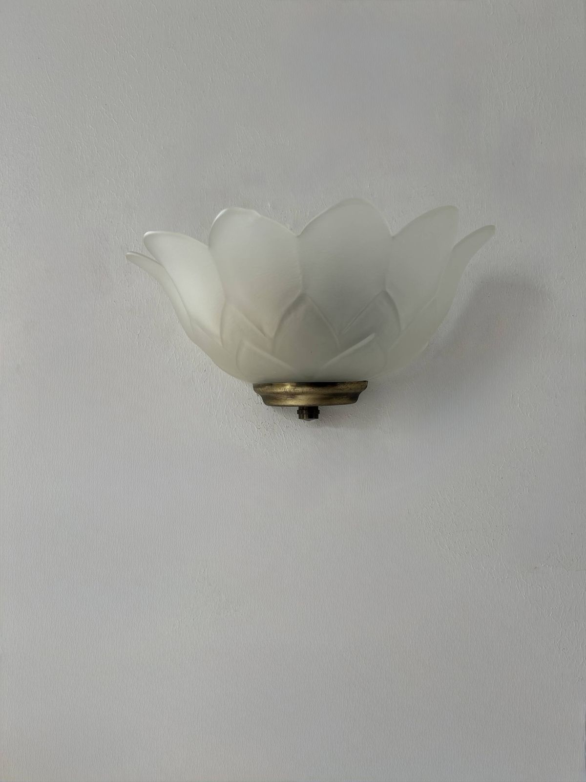 Pair Of Vintage Brass And Sandblasted Glass Wall Lights, France, 1970 photo Lighting