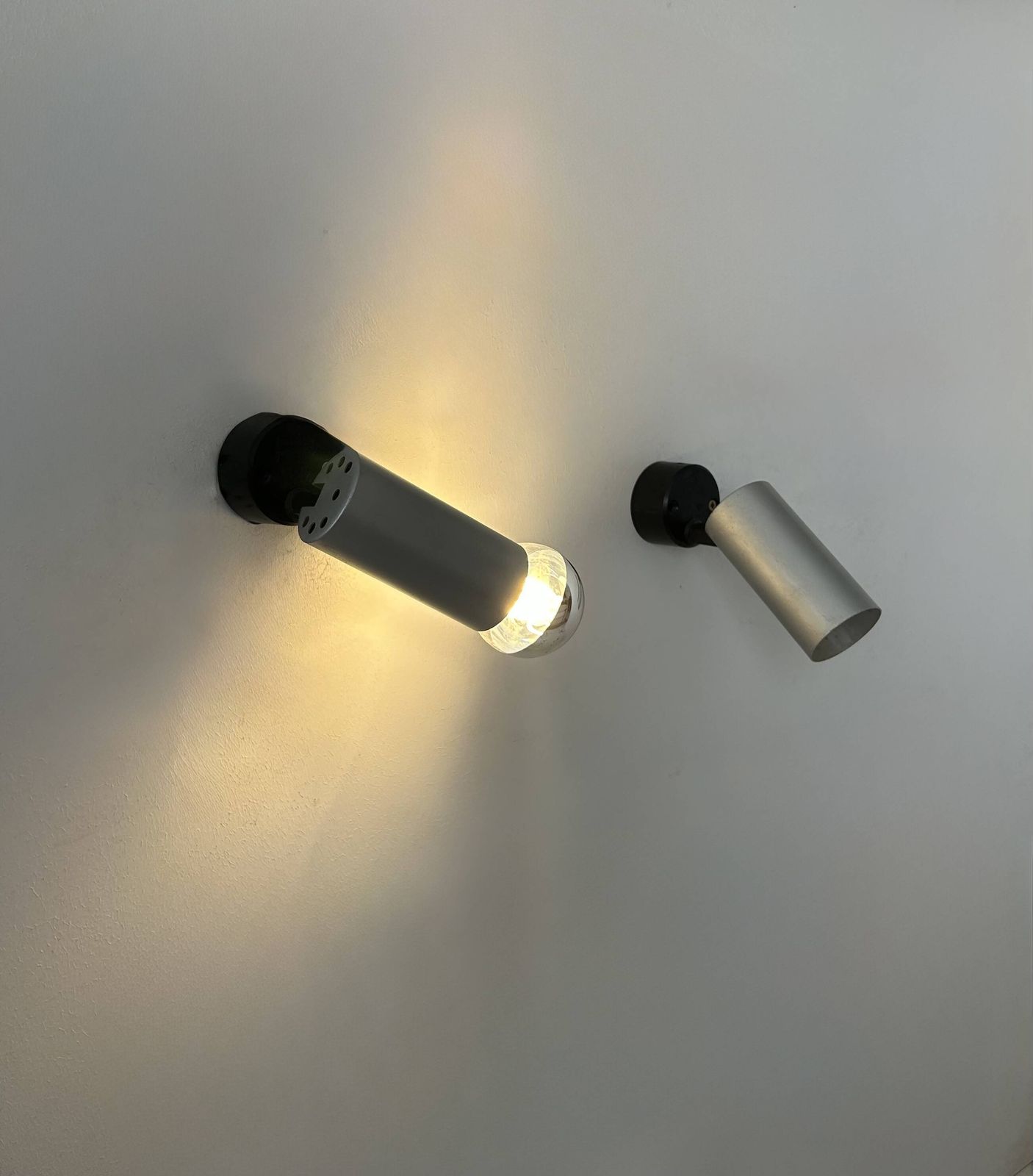 Pair Of Adjustable Brushed Aluminum Wall Lights, France, 1970 photo for sale