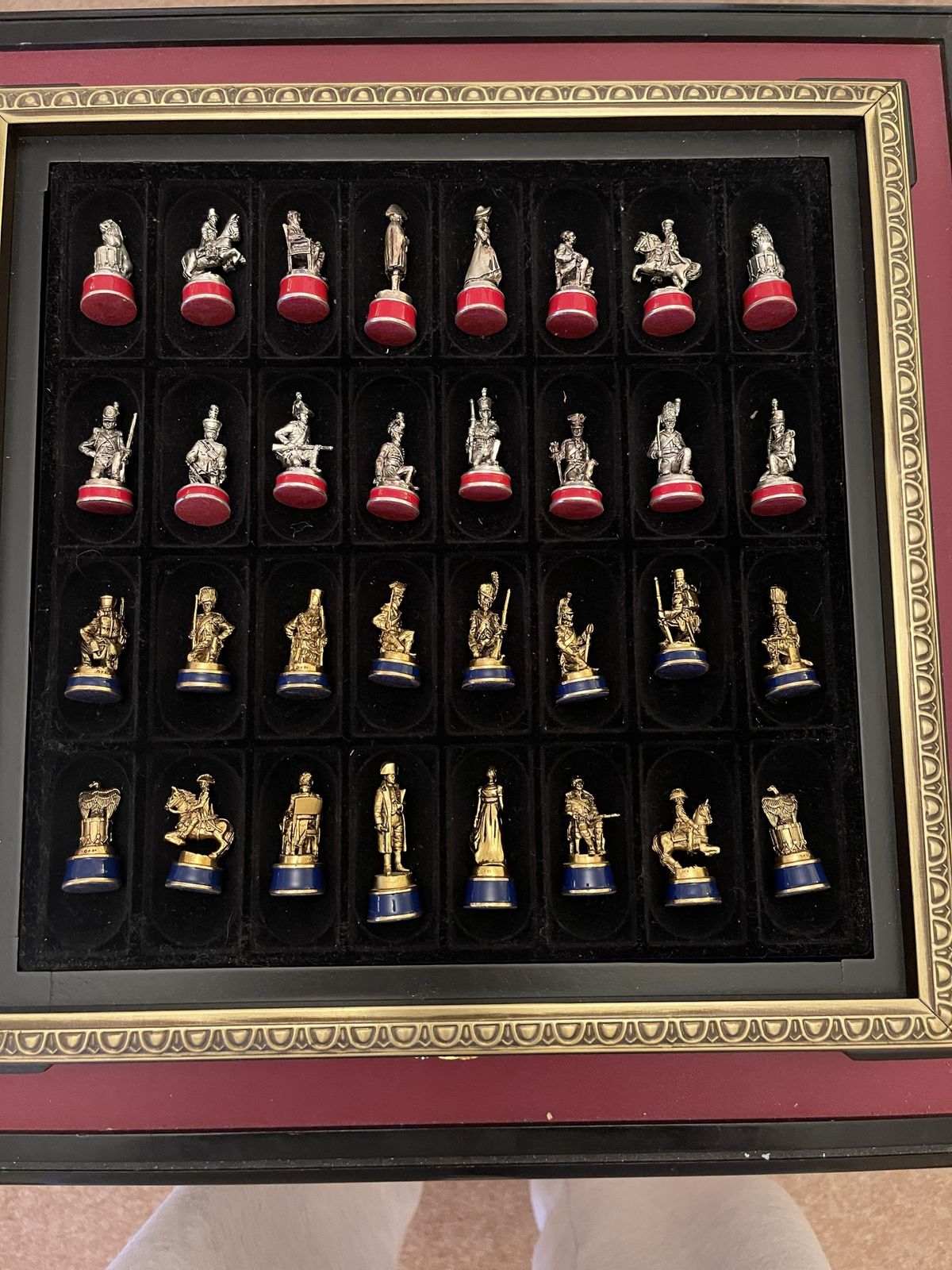 Rare Gold Edition Battle Of Waterloo Franklin Mint Chess Set & Table photo for sale