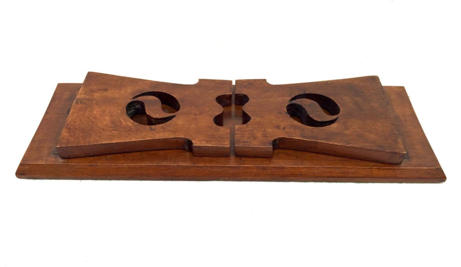 Antique Wooden Arts And Crafts Tabletop Book End Display Stand Shelf Rack C.1930 photo for sale