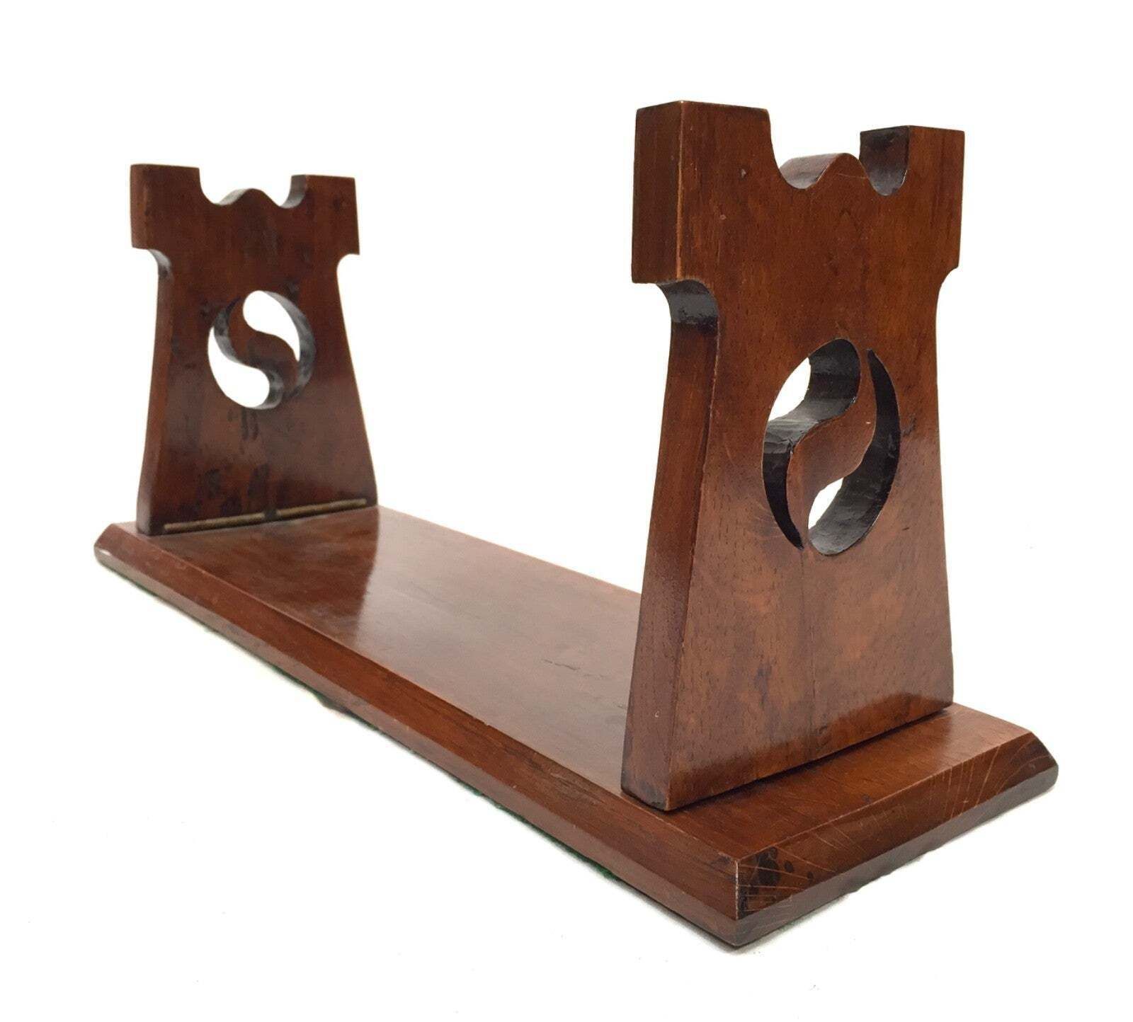 Antique Wooden Arts And Crafts Tabletop Book End Display Stand Shelf Rack C.1930 photo 139.0