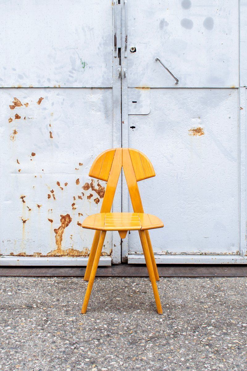 Folding Oak Chair, Italy, 1970s