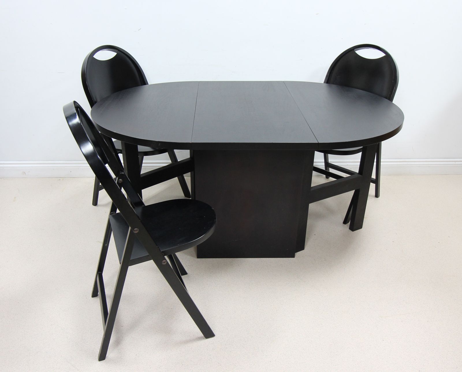445.0 Bespoke Solid Wood Black Folding Table And Chairs photo