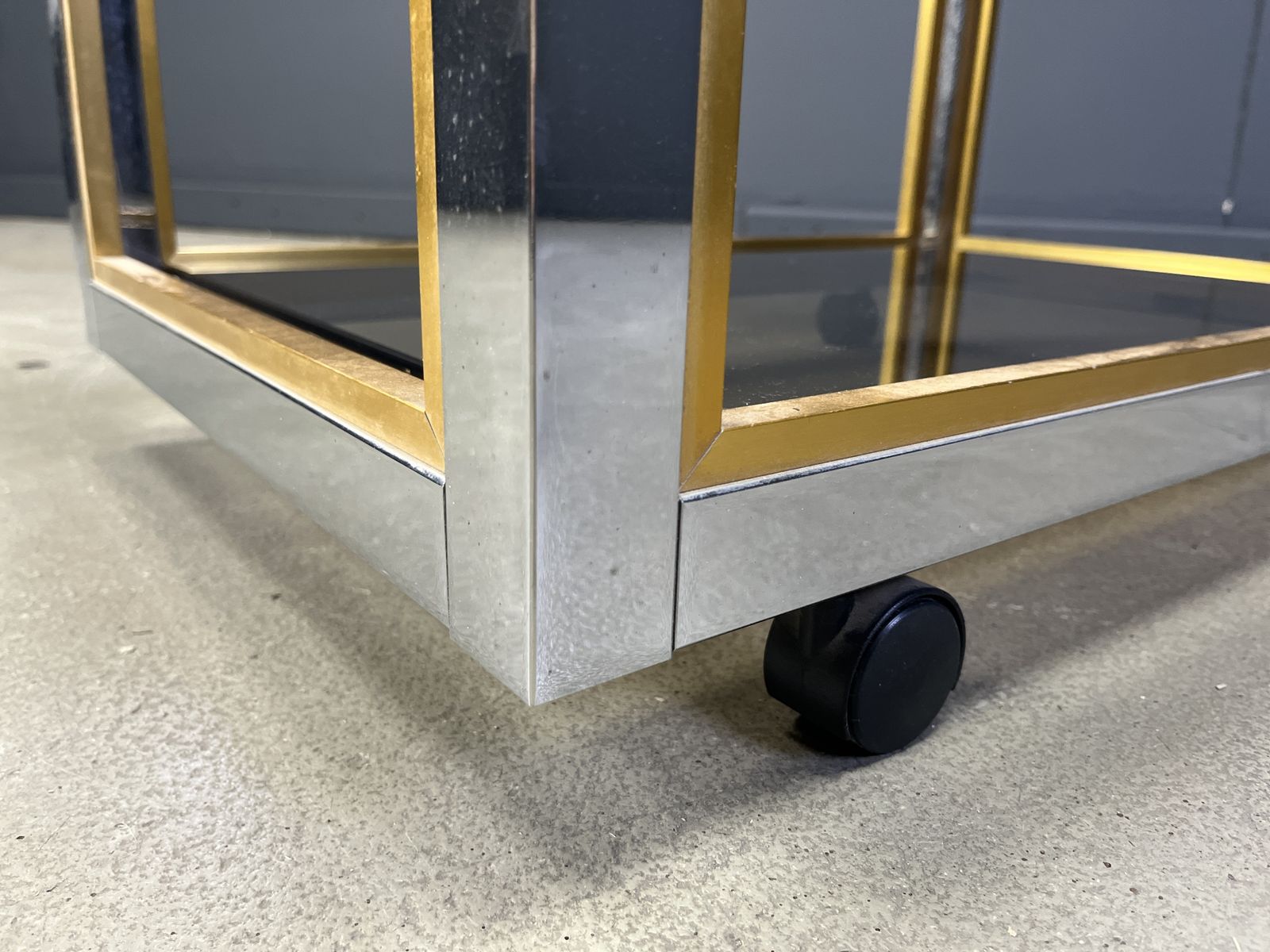 Italian Brass And Chrome Drinks Trolley In The Manner Of Romeo Rega, 1970s photo furniture