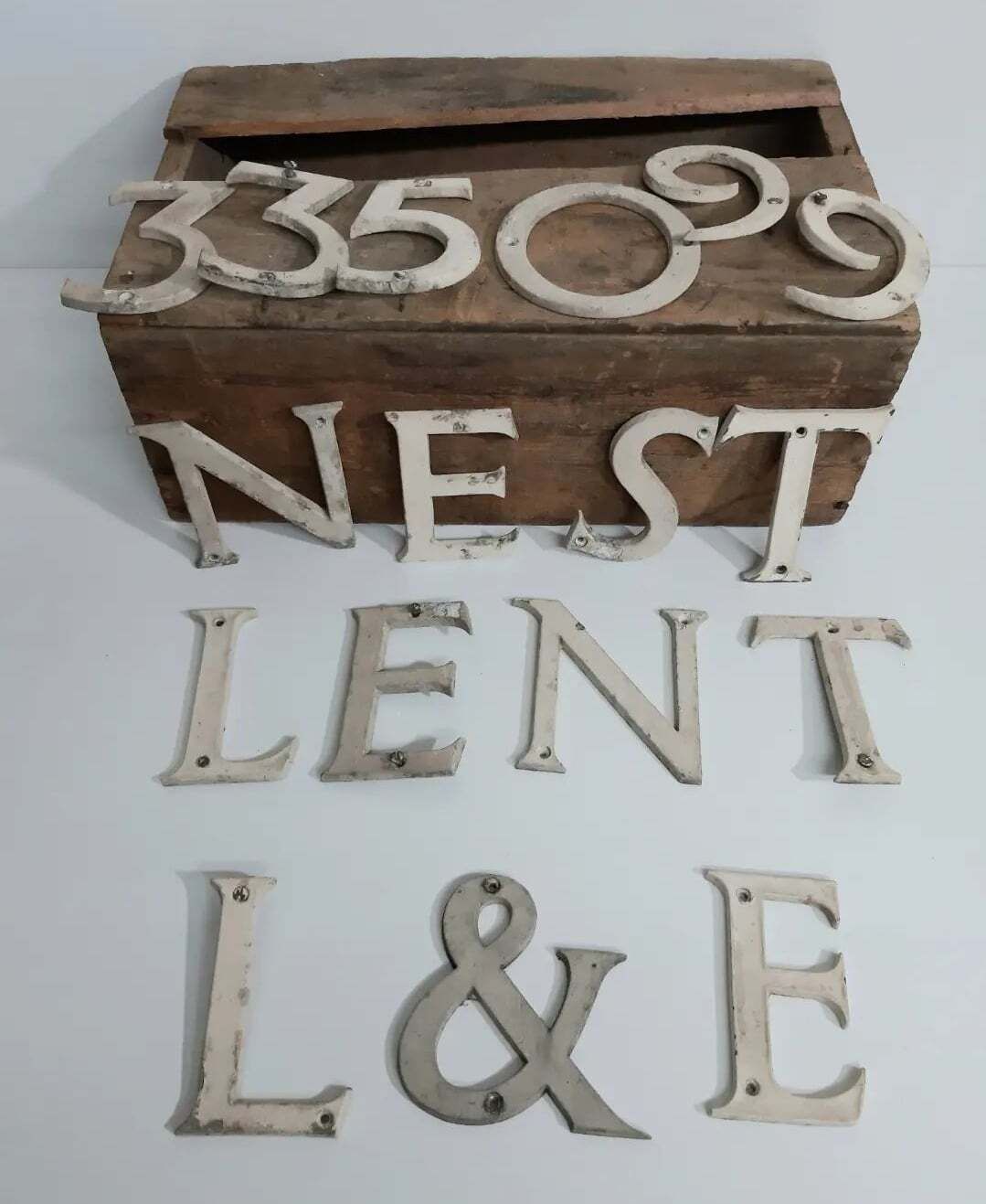 17 Reclaimed Vintage Painted Aluminium Letters And Numbers