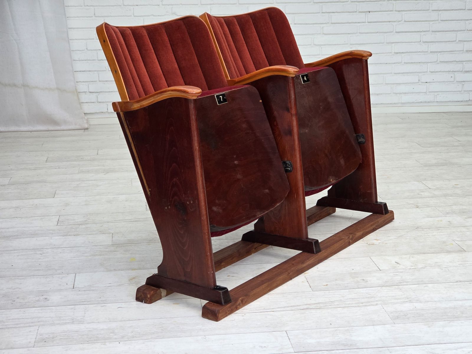 1950s, Danish Cinema/Theater Armchairs, Furniture Velour, Original Condition. photo vintage