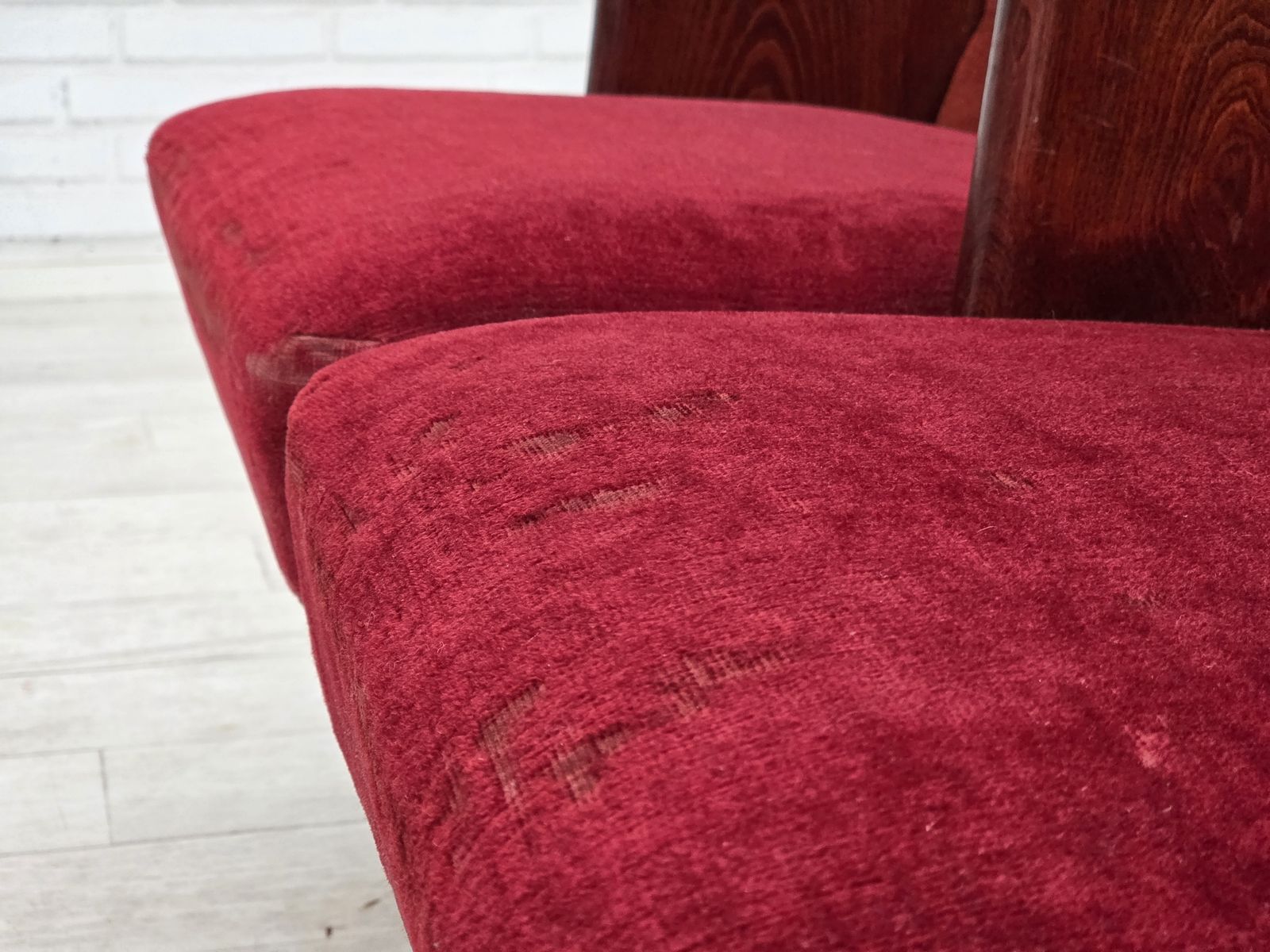 photo buy 1950s, Danish Cinema/Theater Armchairs, Furniture Velour, Original Condition.
