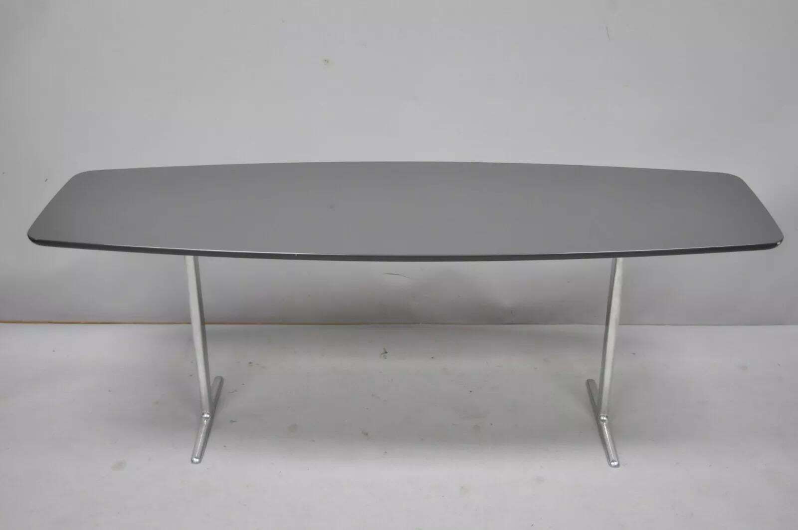 Minotti Italian Modern Surfboard Coffee Table With Chrome Steel Legs photo furniture