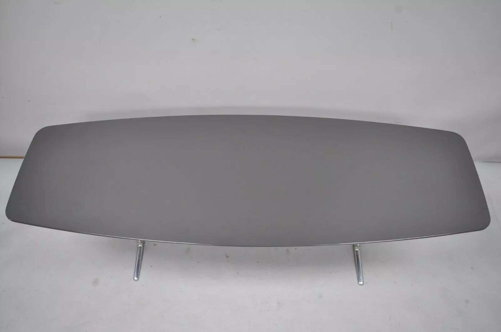 891.0 Minotti Italian Modern Surfboard Coffee Table With Chrome Steel Legs photo