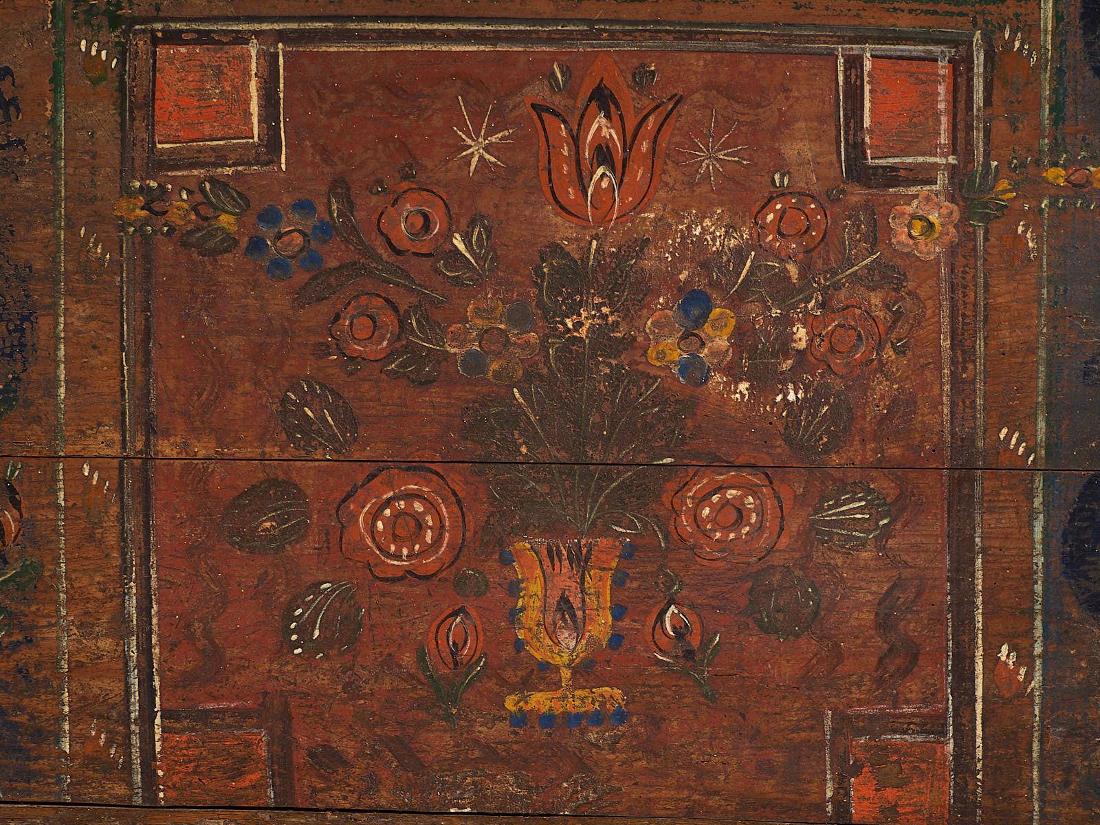 Antique Painted Trunk With Floral Motifs (C.1920) #39 photo buy