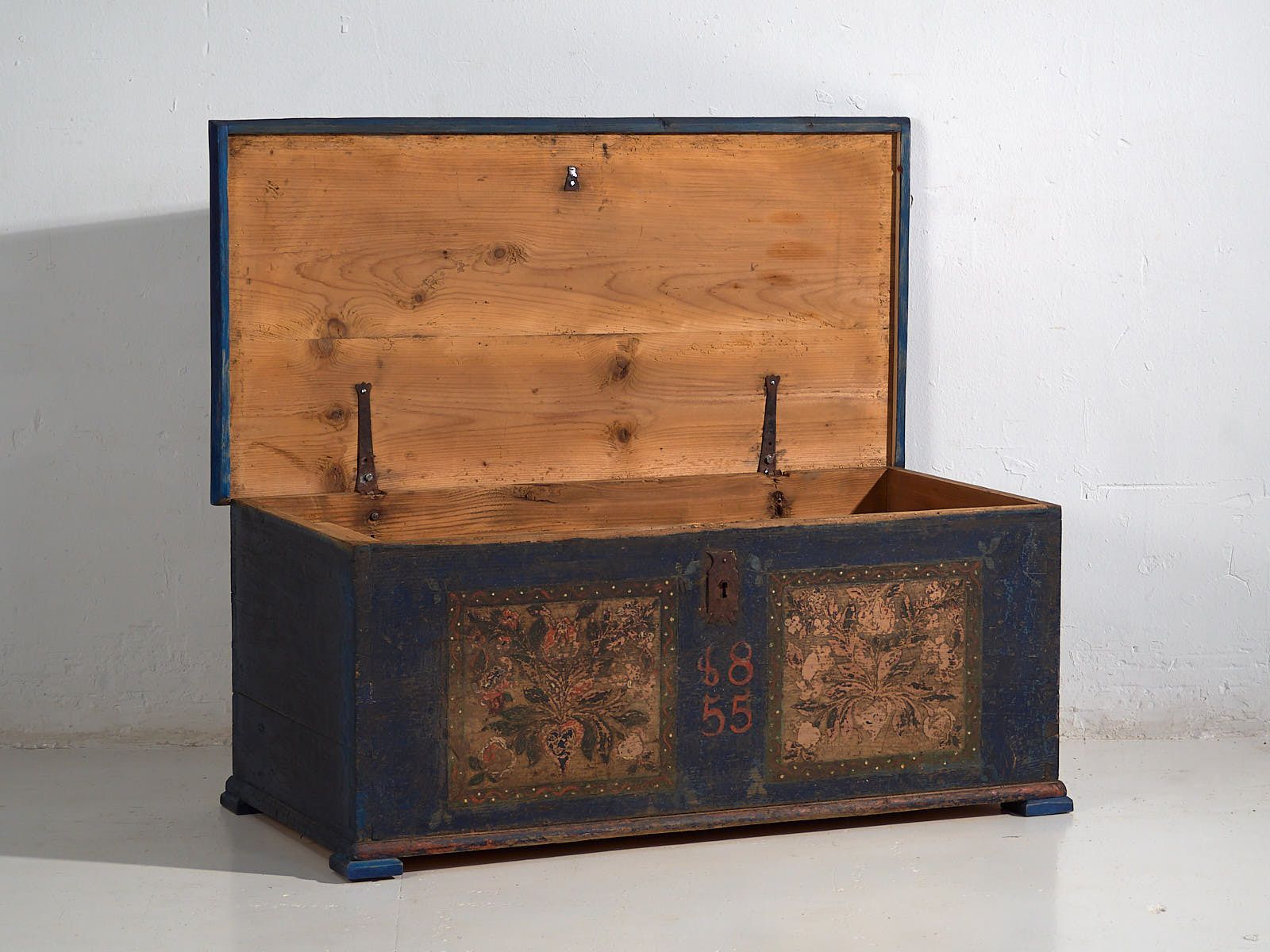 Antique Navy Blue Bridal Trunk (Year 1855) #13 photo furniture