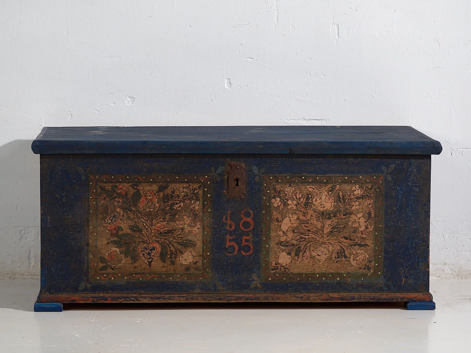 Antique Navy Blue Bridal Trunk (Year 1855) #13 photo 2036.0