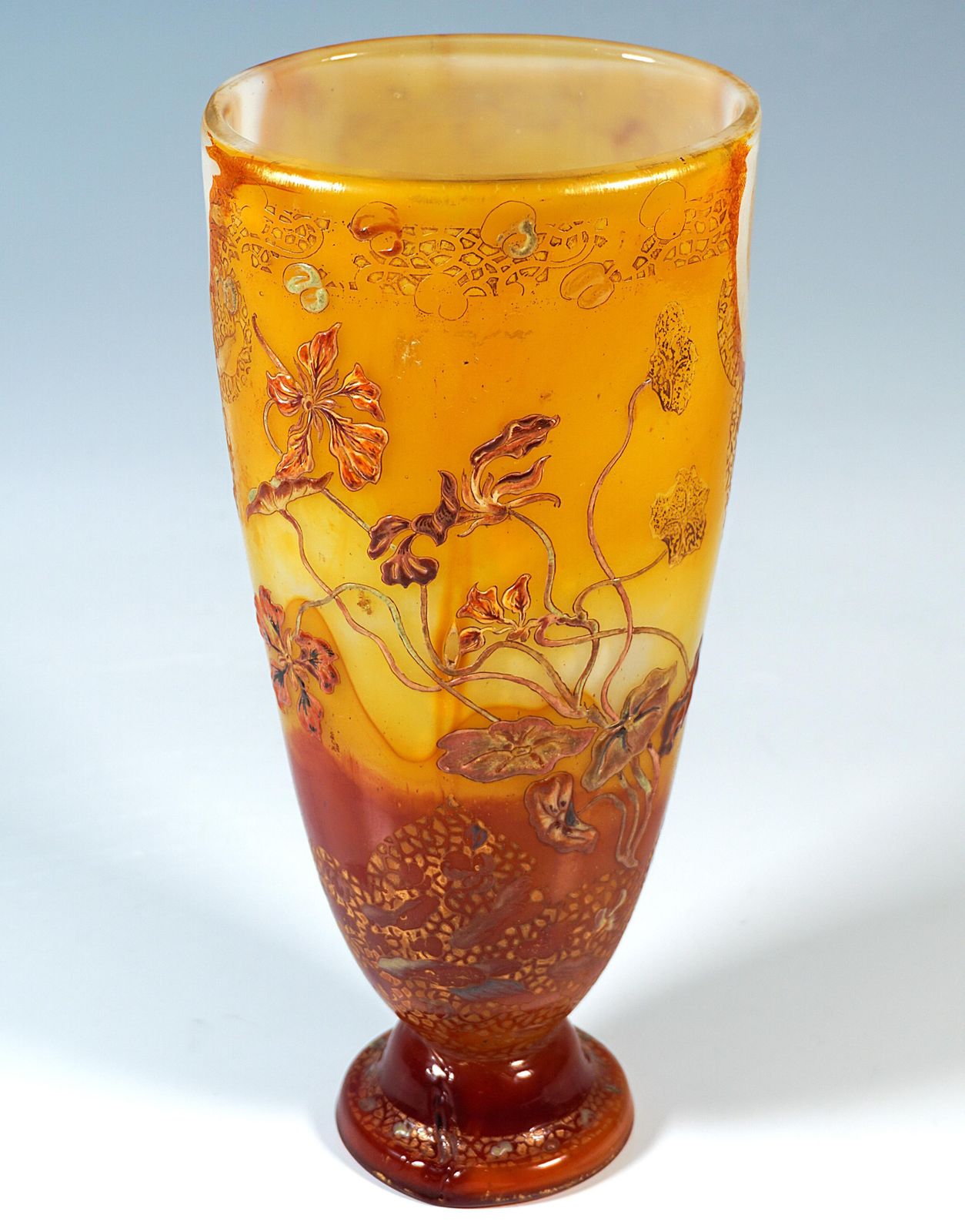 Large émile Gallé Art Nouveau Vase 'Orchidées & Abeille', Nancy, France, Ca 1890 photo 7762.0