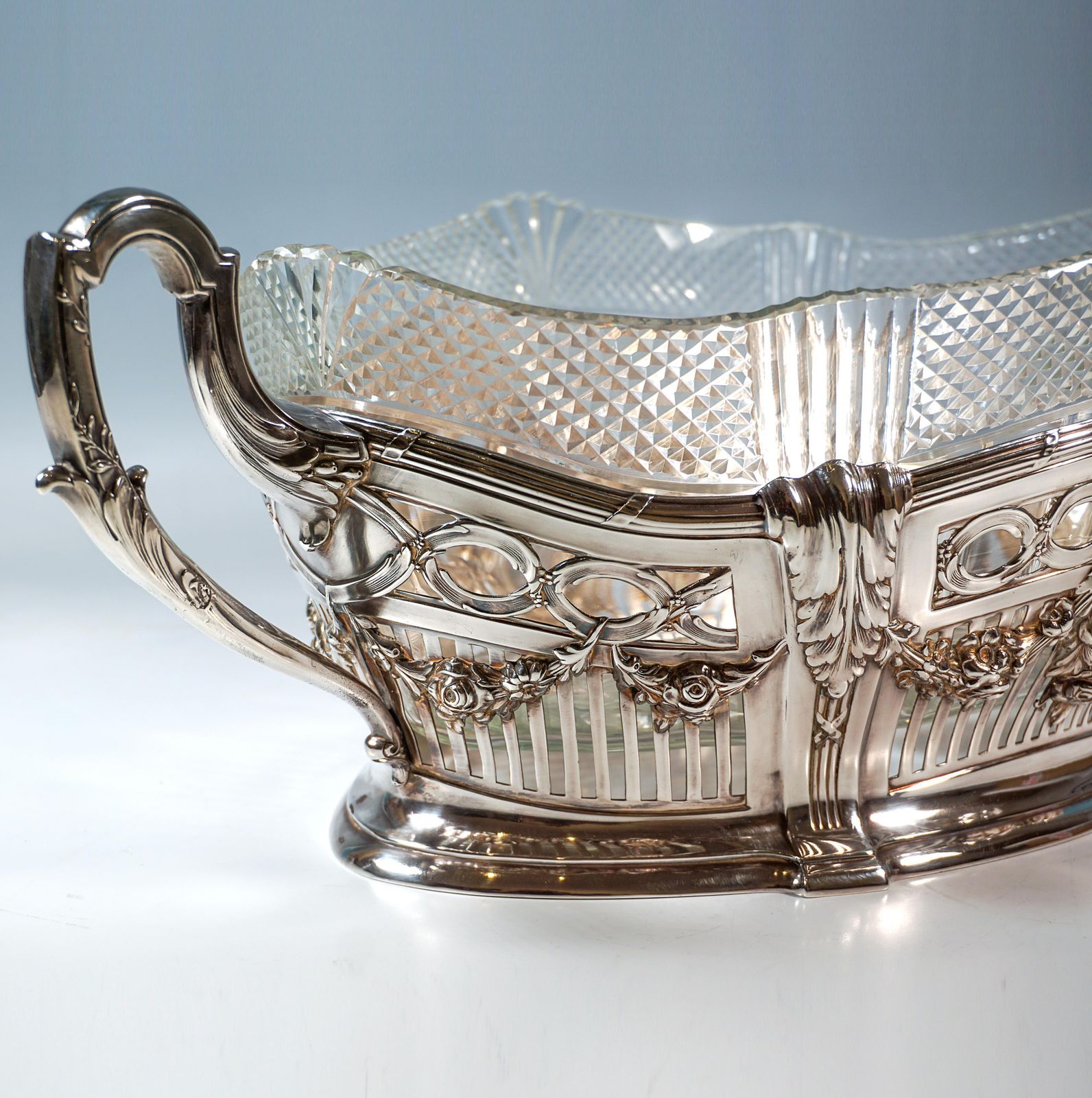 Art Nouveau Silver Jardinière With Cut Glass Liner, By Bruckmann & Sons, Germany photo 4307.0