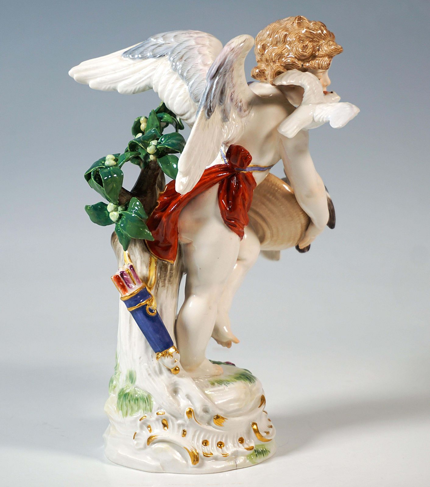 Meissen Art Nouveau Figure 'Cupid Feeding Pigeons', Paul Helmig, Germany Ca 1900 photo furniture