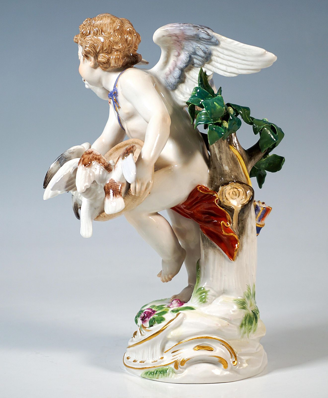 Meissen Art Nouveau Figure 'Cupid Feeding Pigeons', Paul Helmig, Germany Ca 1900 photo Home Decor