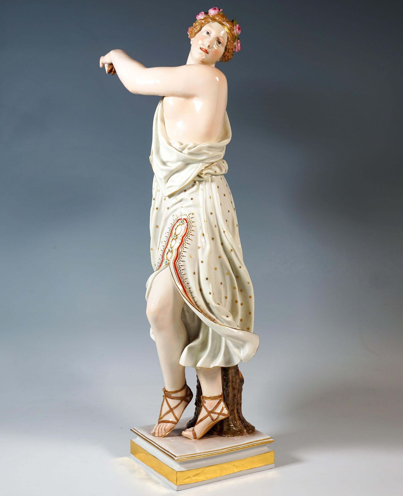 Large Meissen Porcelain Figurine 'Dancing Vestal Virgin' By E.J. Haenel, Ca 1880 photo for sale