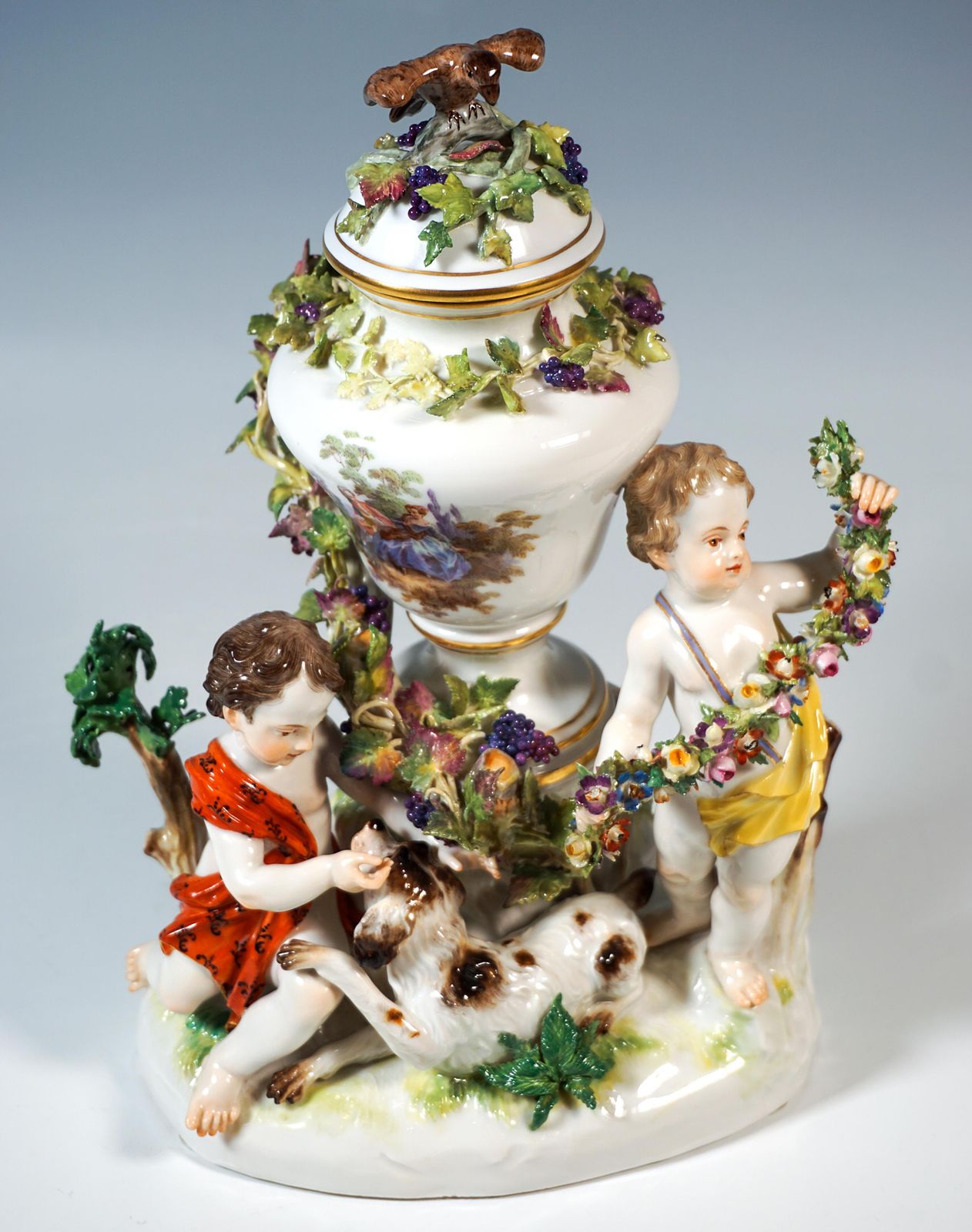 Meissen Cupid Group With Dog And Potpourri, By J.J. Kaendler, Germany, Ca 1870 photo 3314.0
