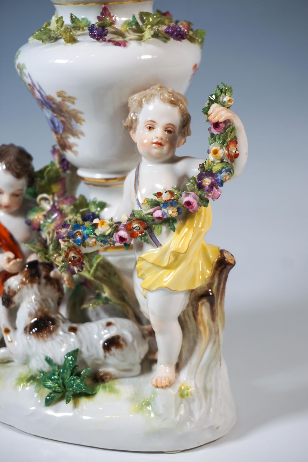 Home Decor Meissen Cupid Group With Dog And Potpourri, By J.J. Kaendler, Germany, Ca 1870 photo