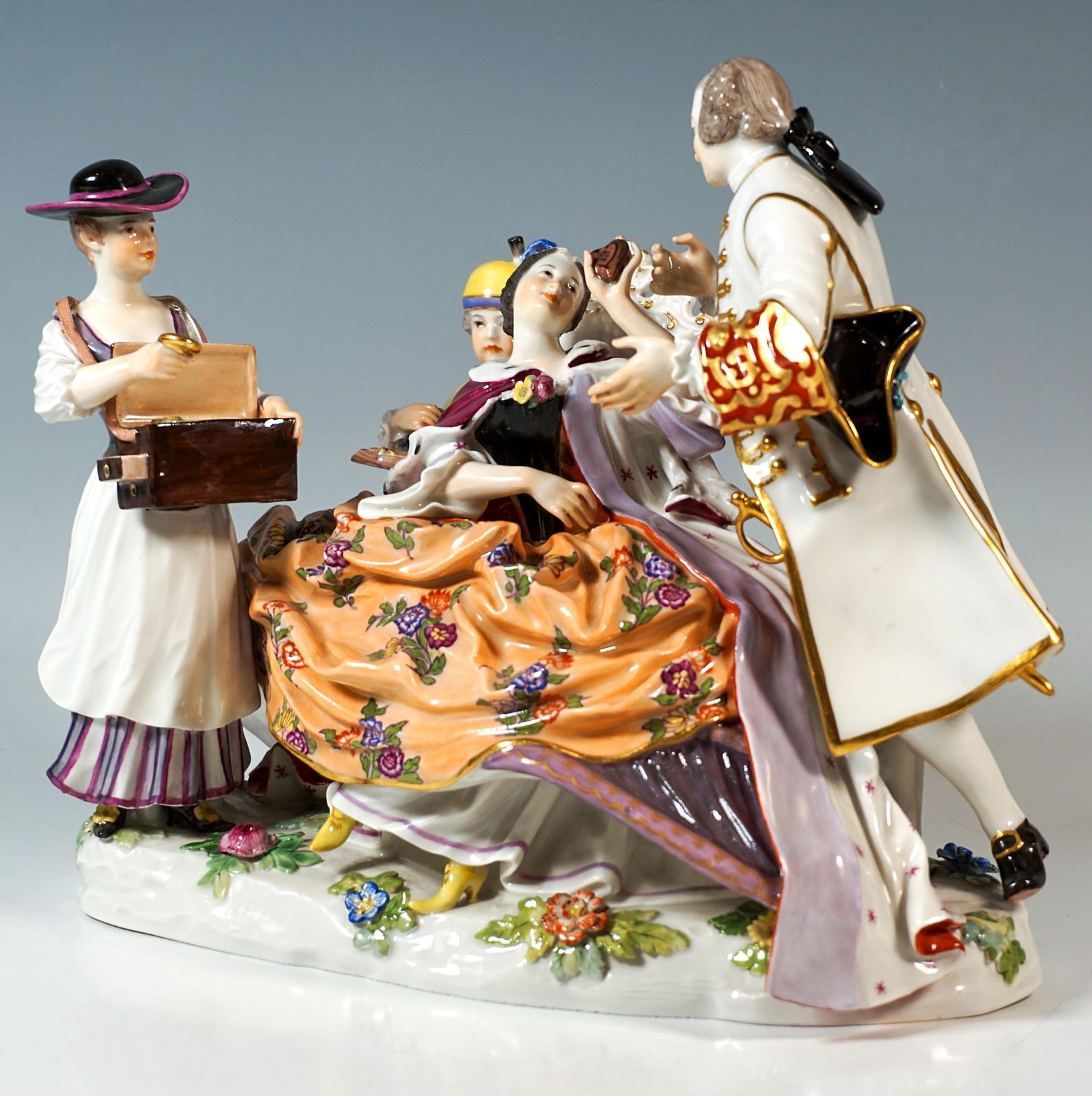 Meissen Crinoline Group 'The Heart Box Sale', By J.J. Kaendler, Germany, Ca 1850 photo Home Decor