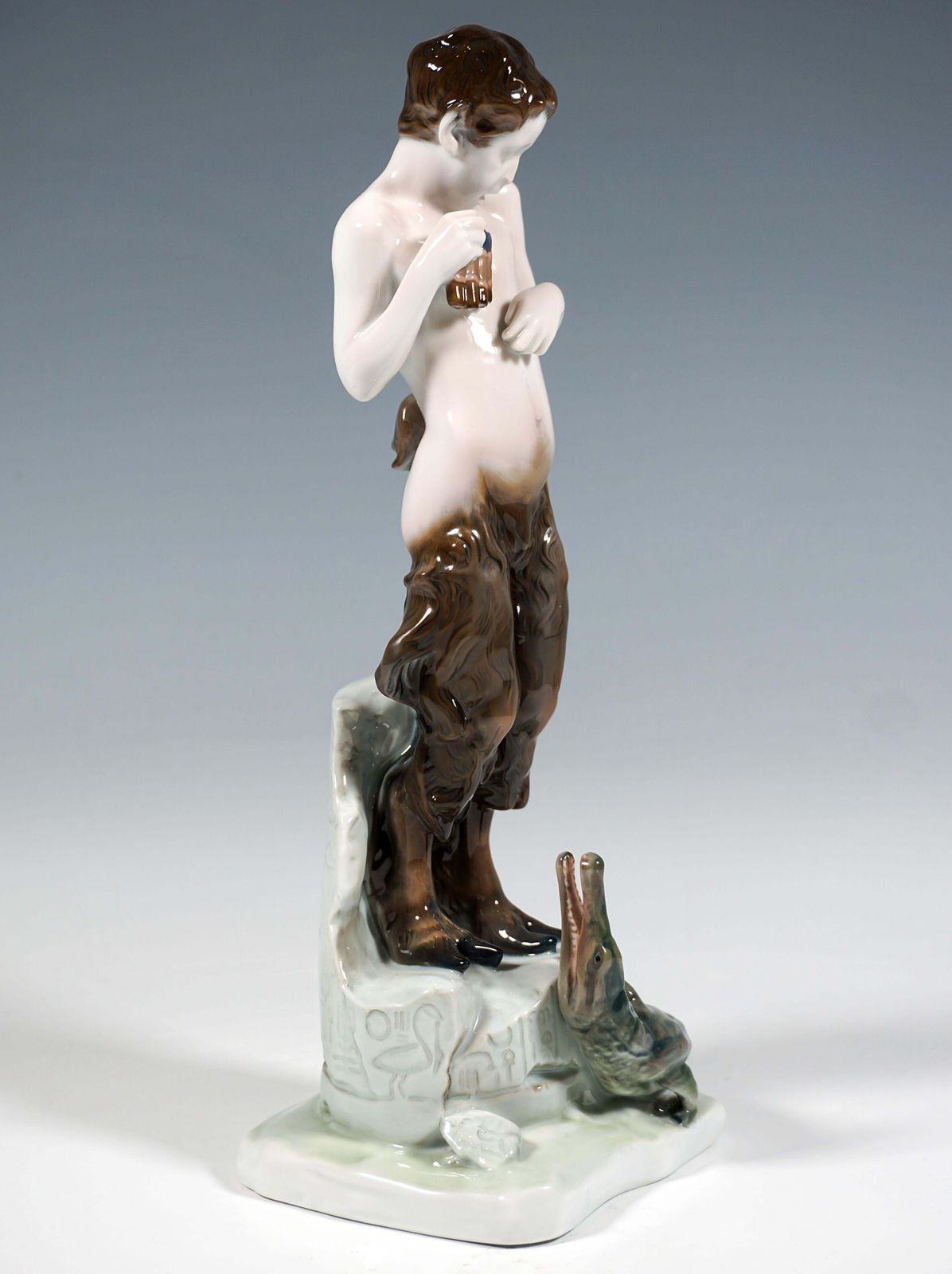 Porcelain Figure, Faun With Crocodile, By Rosenthal Selb, Germany, Circa 1923 photo Home Decor