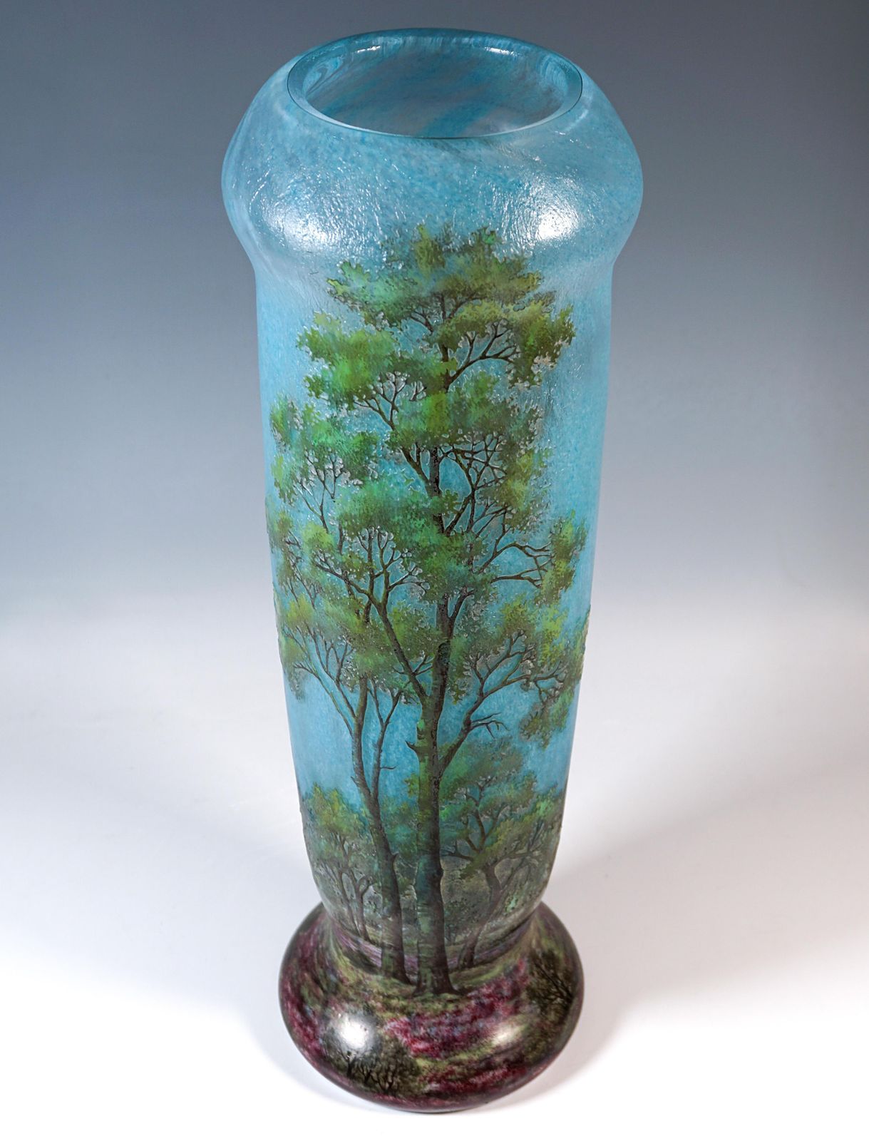 Large Art Nouveau Cameo Vase With Spring Landscape, Daum Nancy, France, Ca 1910 photo vinterior