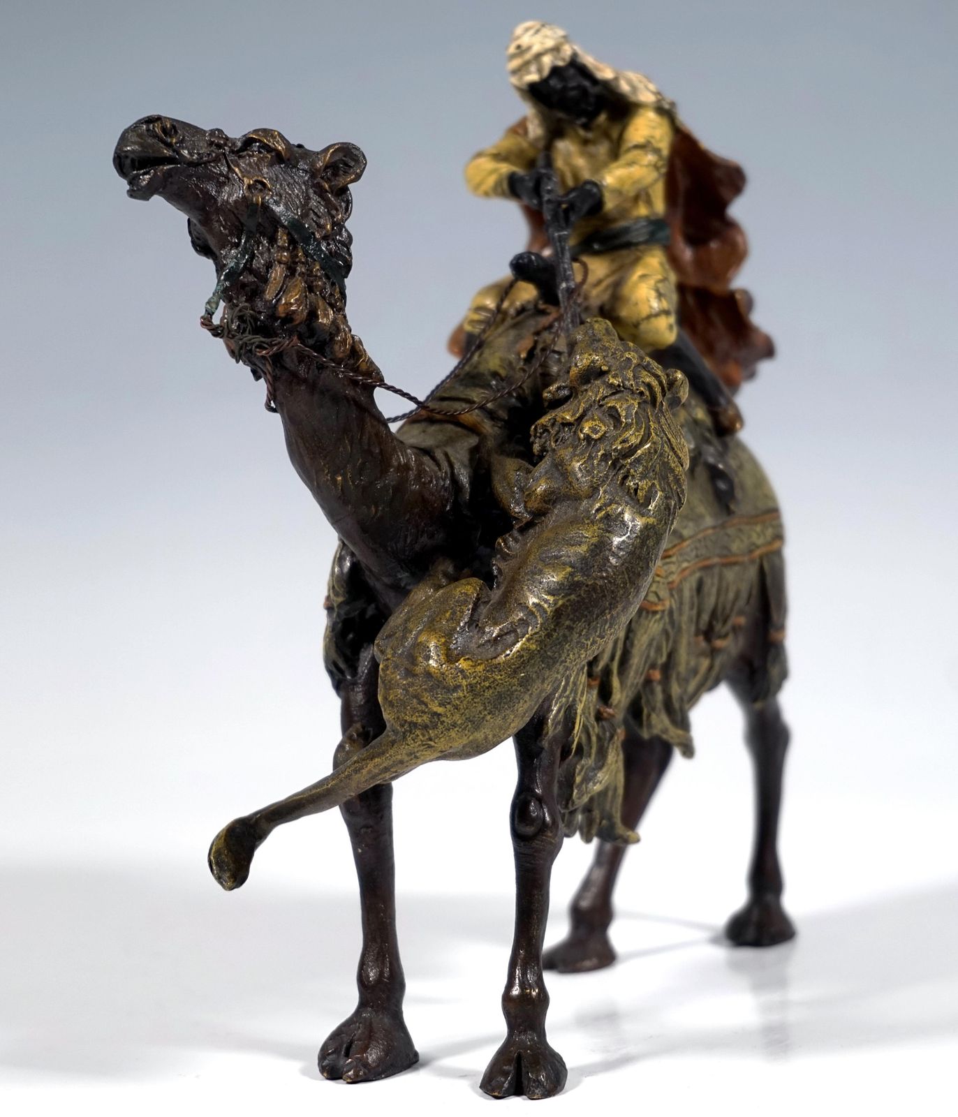 Arab On Camel Shooting A Lion, Viennese Bronze By Bergmann, Around 1900 photo furniture
