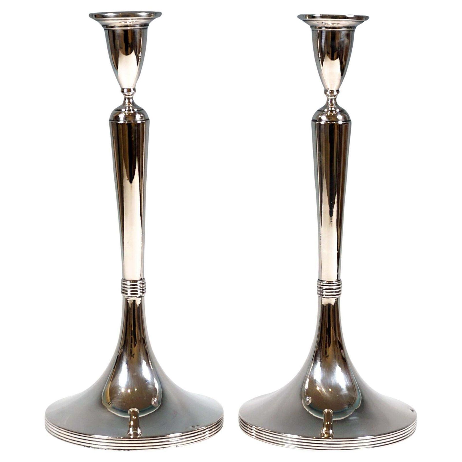Pair Of Large Empire Style Silver Candle Holders, Hermann Südfeld, Vienna, C1890
