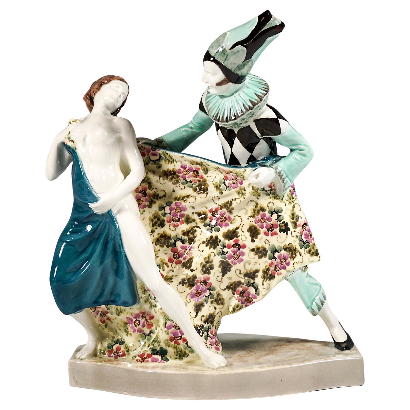 Pierrot & Columbine As A Nude By Josef Kostial, Goldscheider Vienna, Ca 1922