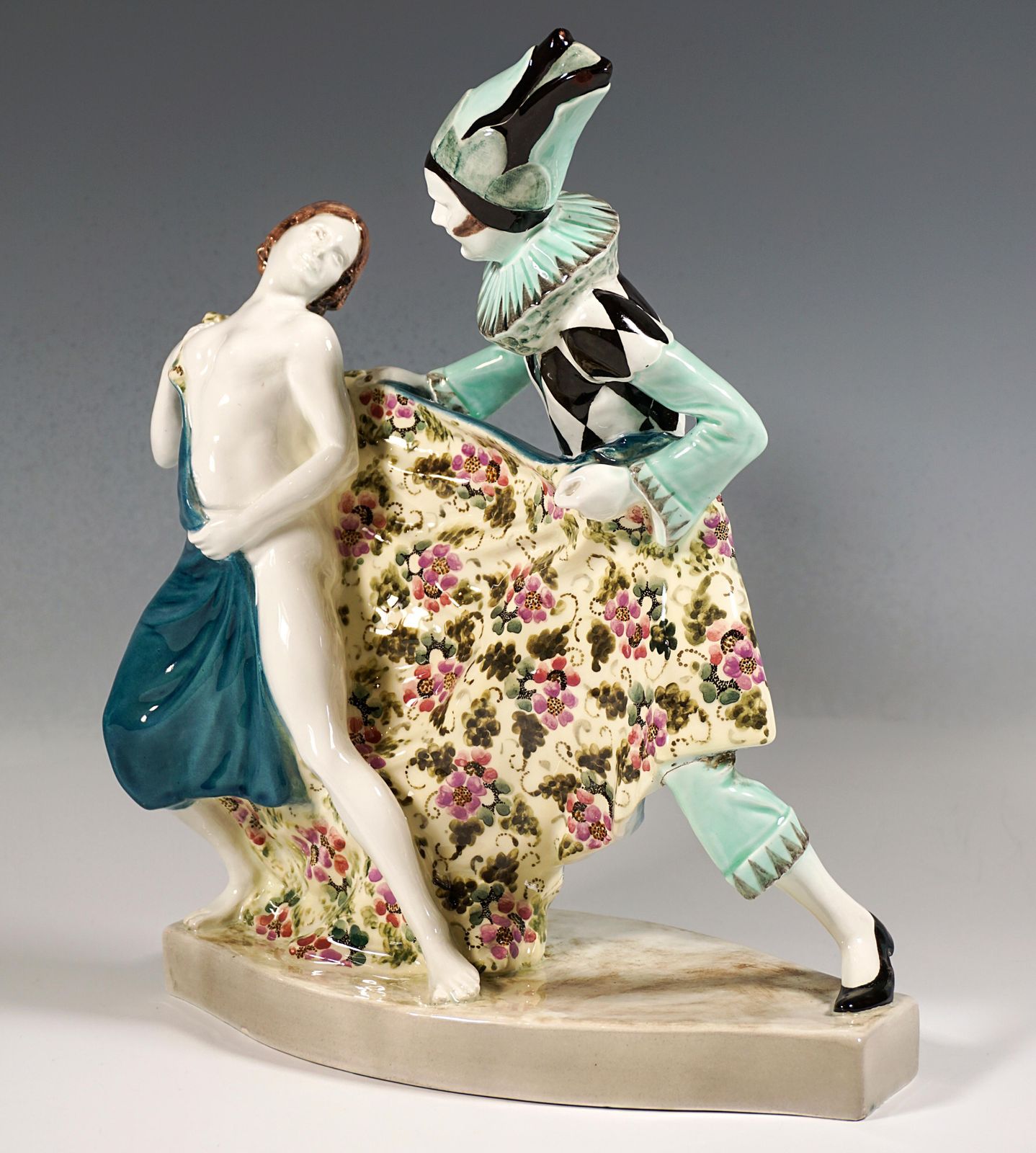 Pierrot & Columbine As A Nude By Josef Kostial, Goldscheider Vienna, Ca 1922 photo Art