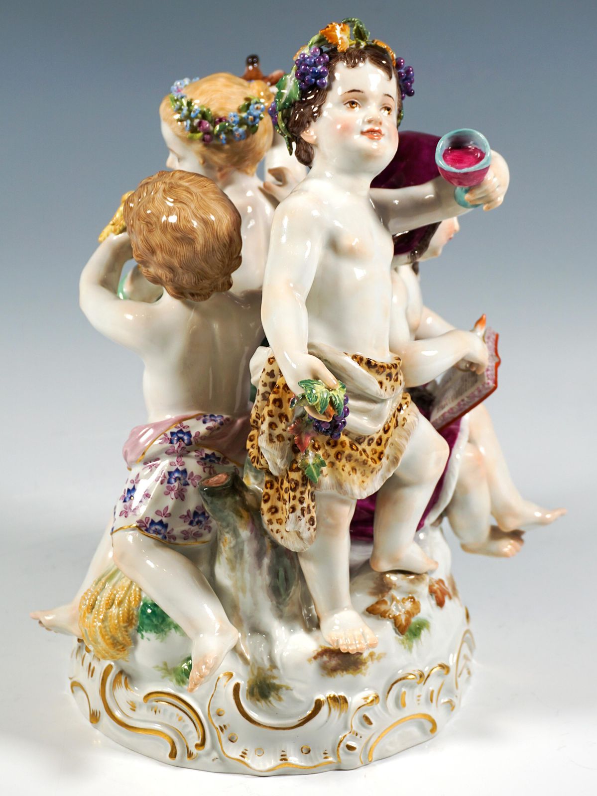 photo for sale Large Meissen Cupid Group 'Allegory   The Four Seasons', By Leuteritz, Ca. 1880