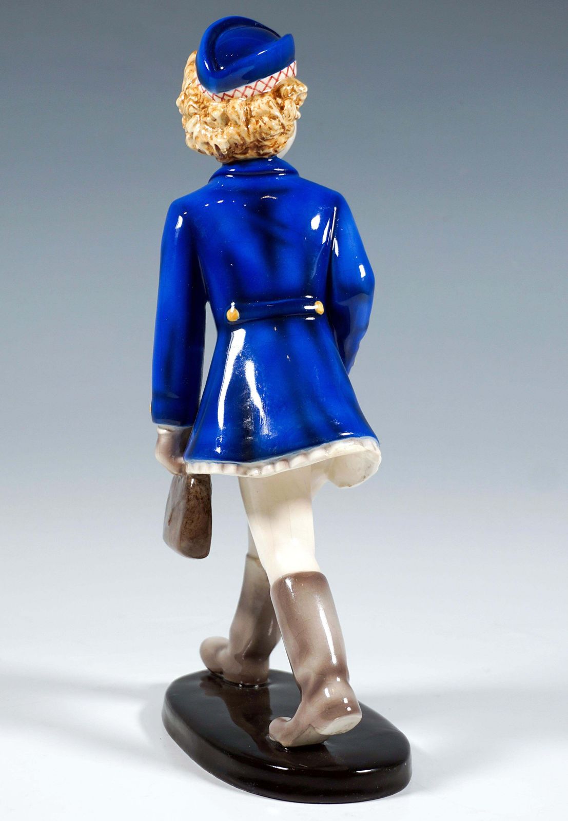 Goldscheider Vienna Figurine, Girl In School Uniform, By Stephan Dakon, Ca. 1936 photo for sale