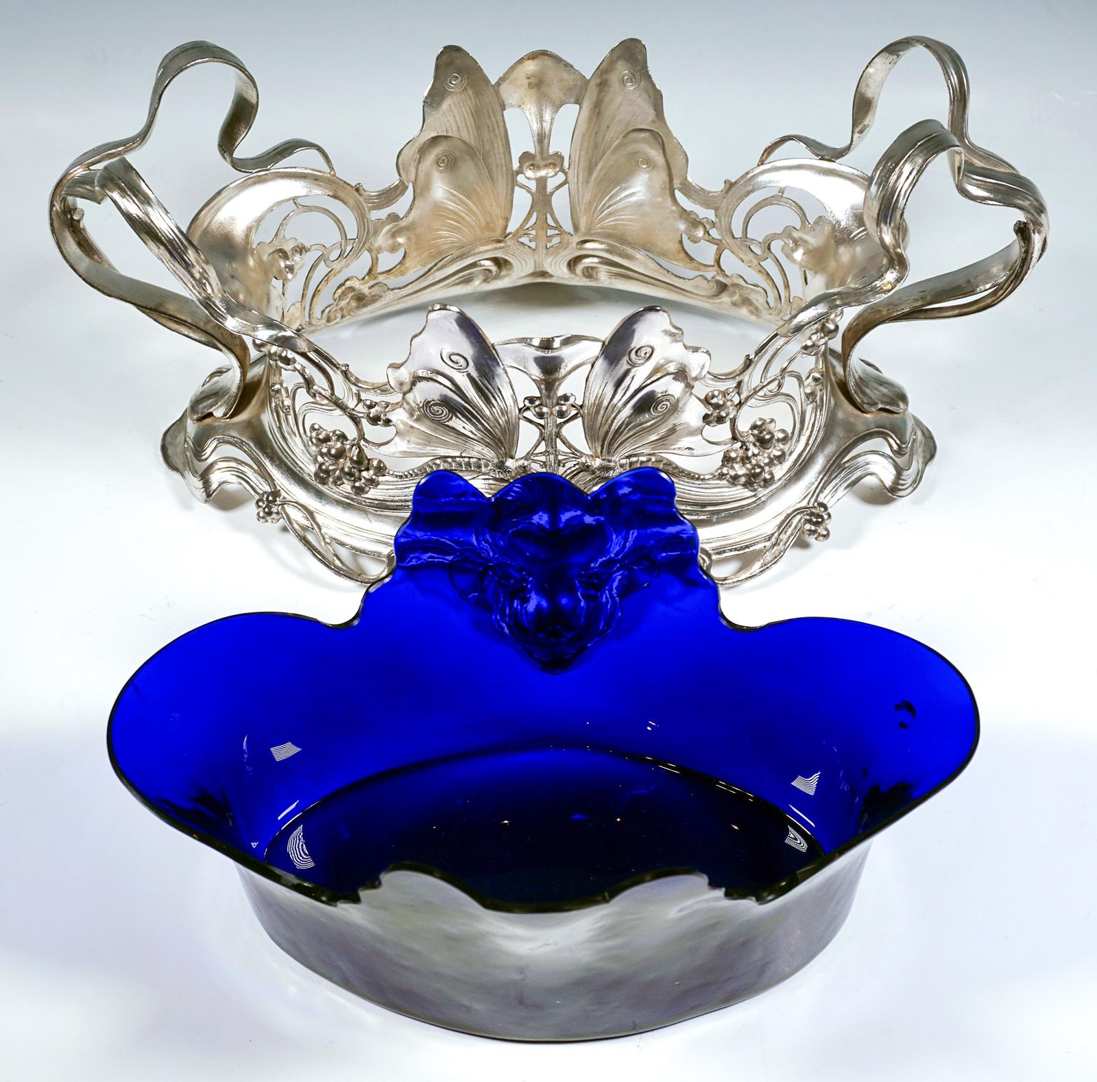 Sculptural Art Nouveau Jardinière With Butterflies And Tendrils, Wmf, Germany photo 1657.0