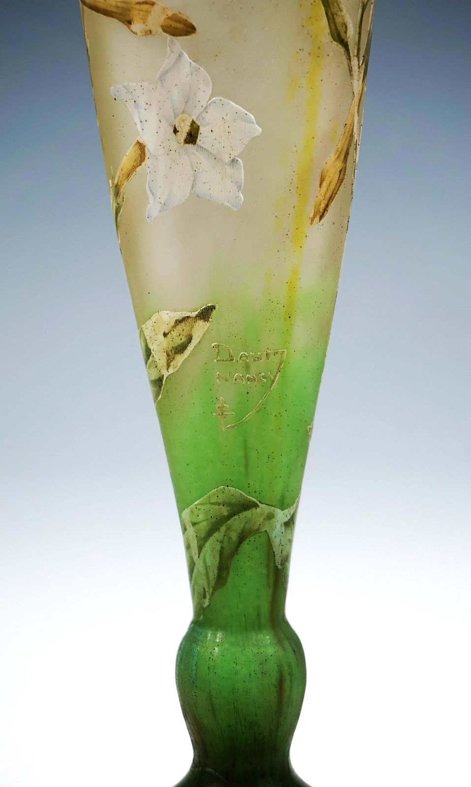 Art Nouveau Cameo Vase With Nicotiana Decor, Daum Nancy, France, Ca 1900 1905 photo vintage