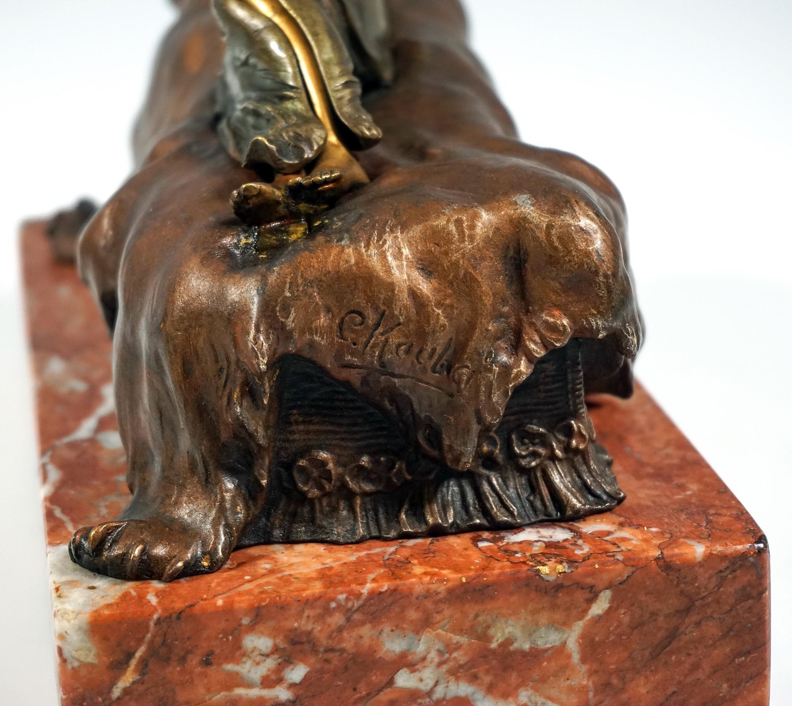'Bare On Bear', Viennese Mechanical Bronze, Beauty On Bearskin, Carl Kauba, 1900 photo vintage