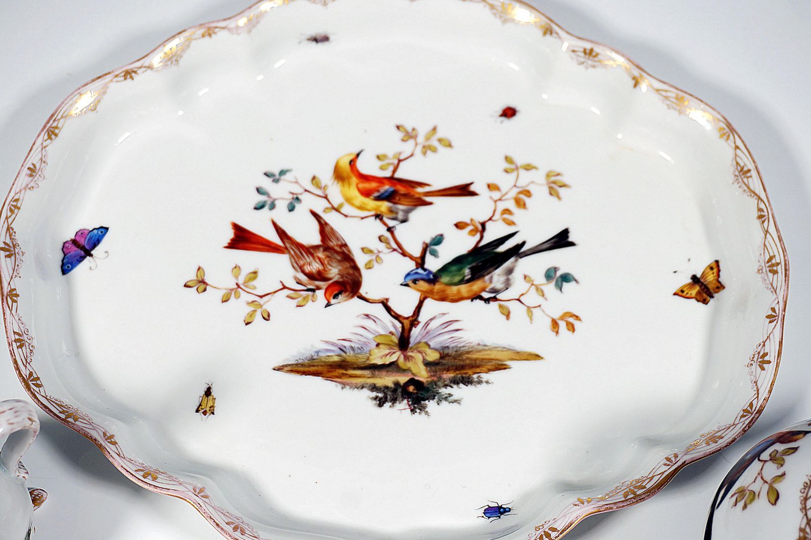Home Decor Meissen Tea Solitair, Bird & Insect Painting And Gold, Germany, Circa 1820 photo