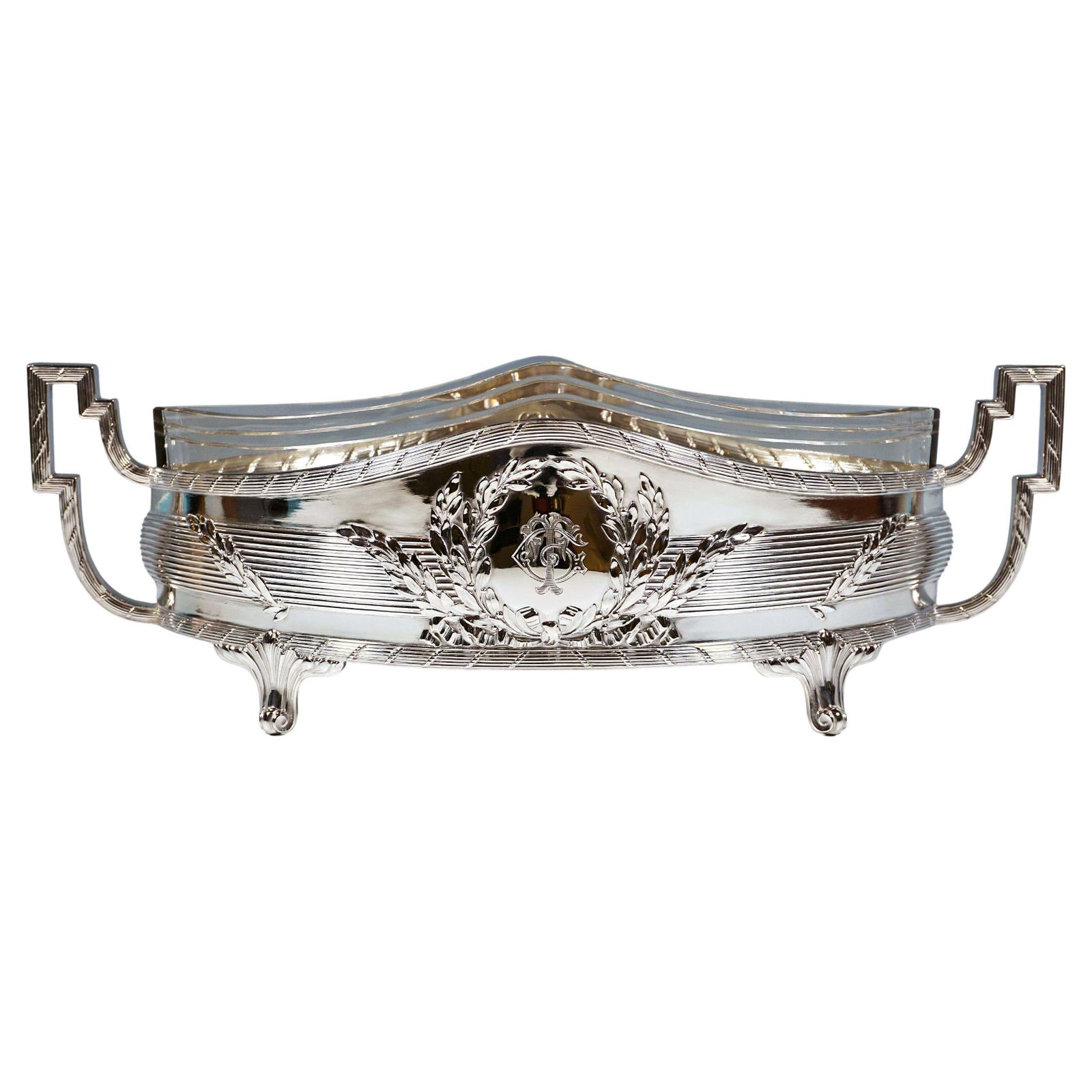 Art Nouveau Silver Jardinière In Navette Form, Hermann Schrader Germany, Ca 1907