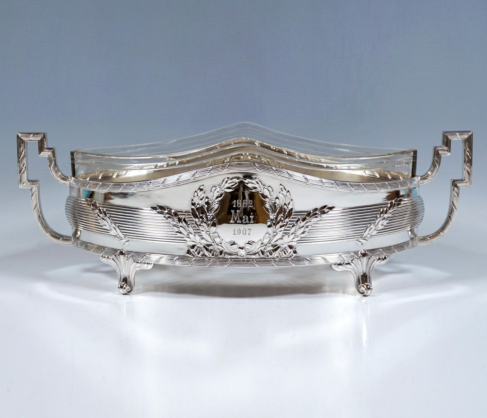 Art Nouveau Silver Jardinière In Navette Form, Hermann Schrader Germany, Ca 1907 photo Home Decor