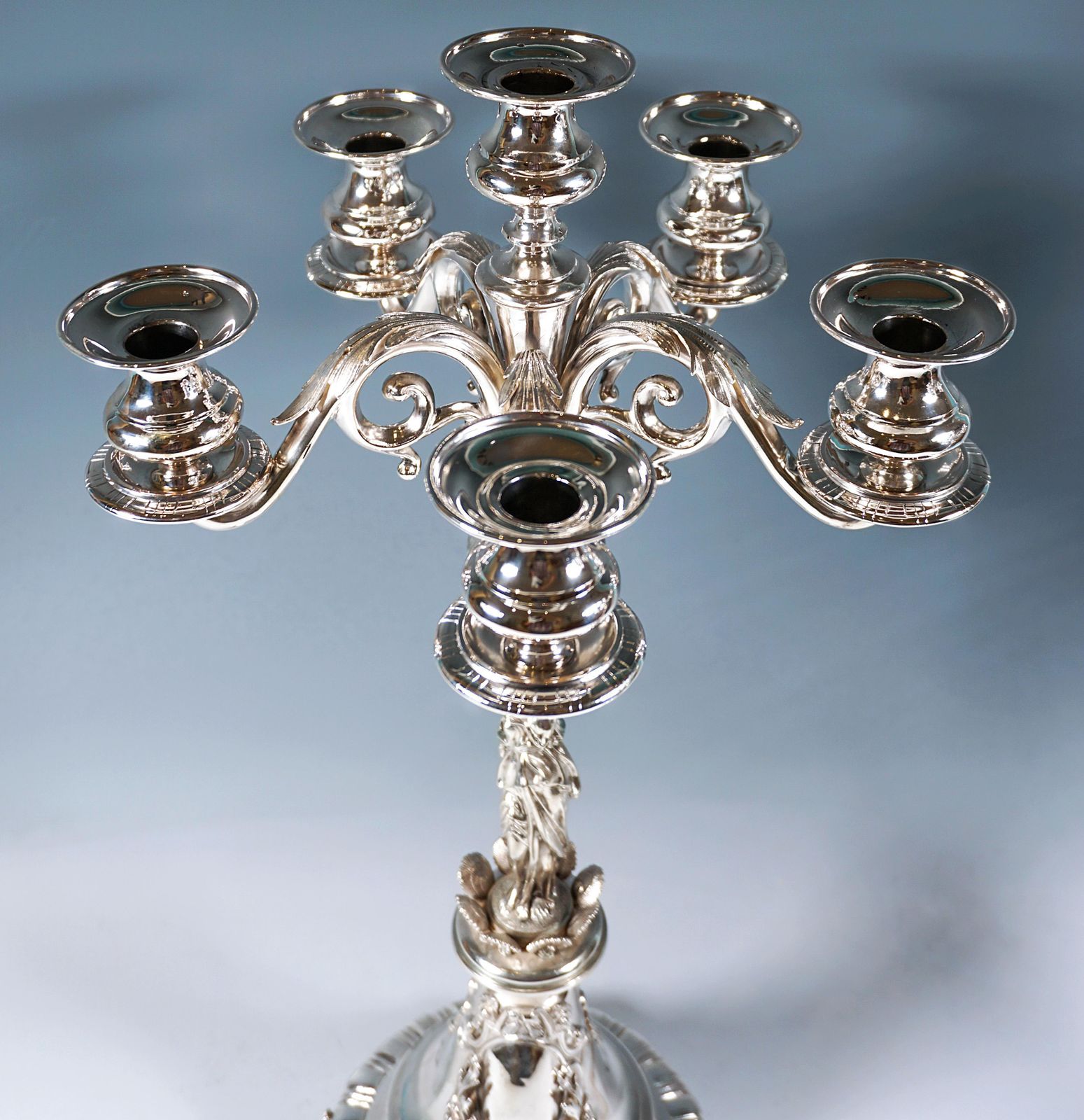 Pair Of 6 Flame Art Nouveau Silver Candelabra With Caryatids, Vienna, Ca 1890 photo 11456.0