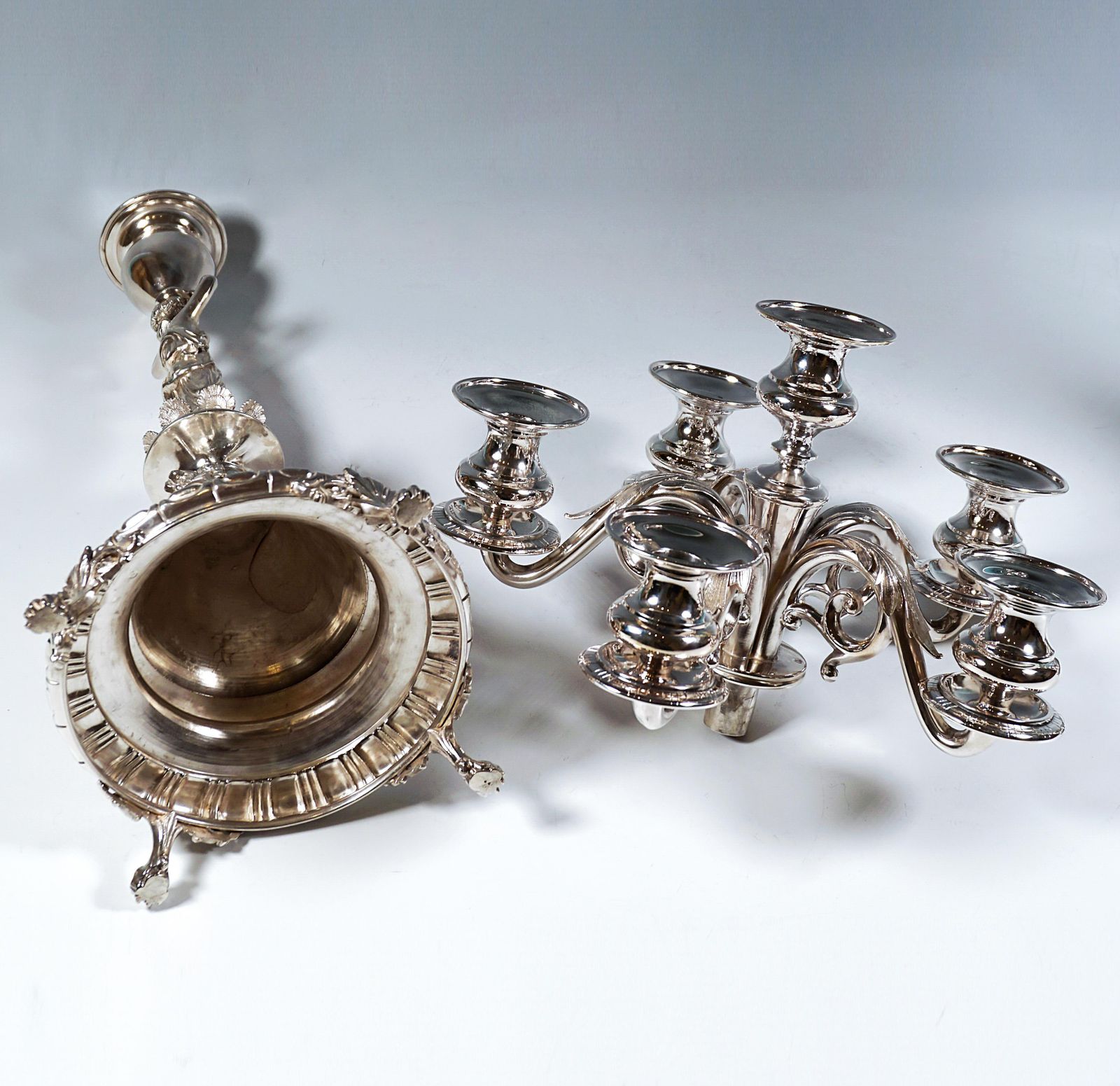 11456.0 Pair Of 6 Flame Art Nouveau Silver Candelabra With Caryatids, Vienna, Ca 1890 photo