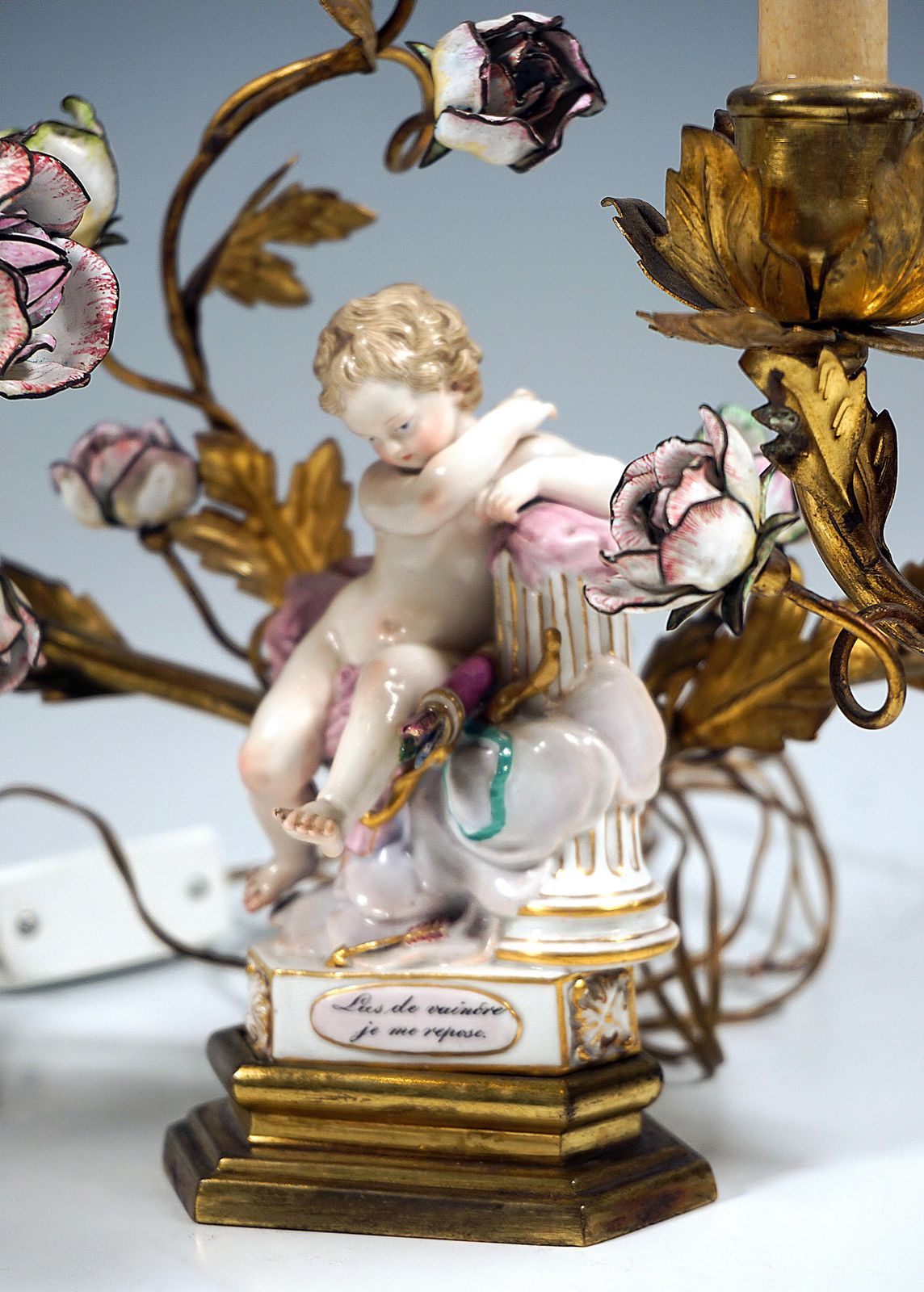 Pair Of Meissen Bronze Table Lamps With Motto Children, By Mv Acier, 1775 1814 photo buy