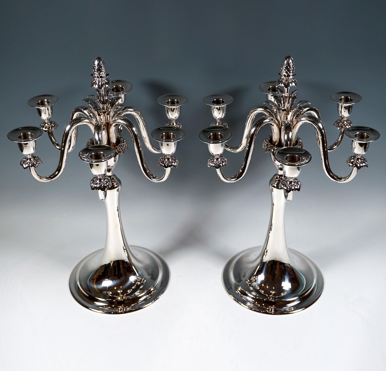 Pair Of 6 Flame Art Nouveau Silver Candelabra, By J.C. Klinkosch Vienna, Ca 1900 photo furniture
