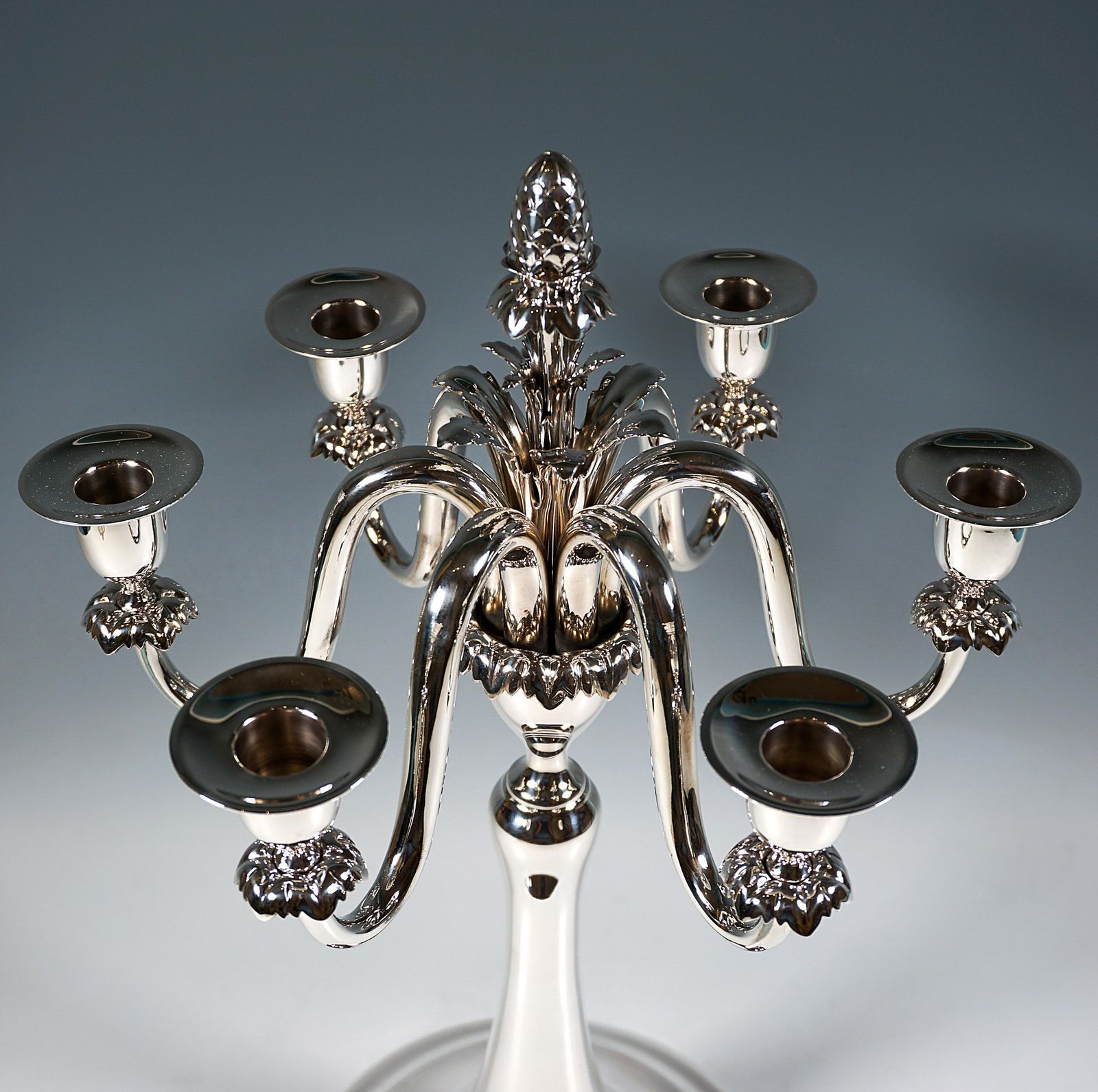 Pair Of 6 Flame Art Nouveau Silver Candelabra, By J.C. Klinkosch Vienna, Ca 1900 photo Home Decor