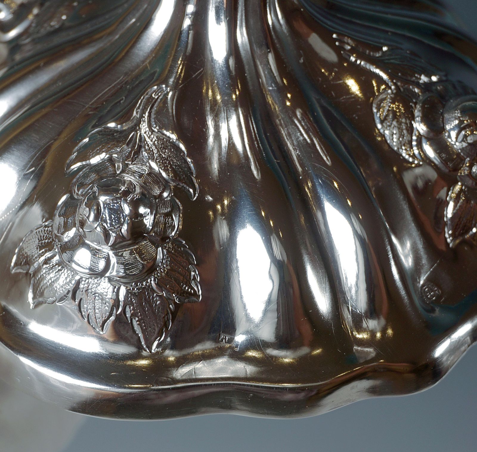 2842.0 Pair Of Antique Vienna 3 Flame Biedermeier Silver Candle Holders, Dated 1857 photo