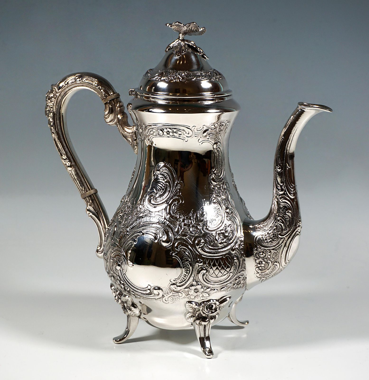 Art Nouveau Silver Coffee Pot With Rocaille Decoration, Germany, Around 1915 photo for sale